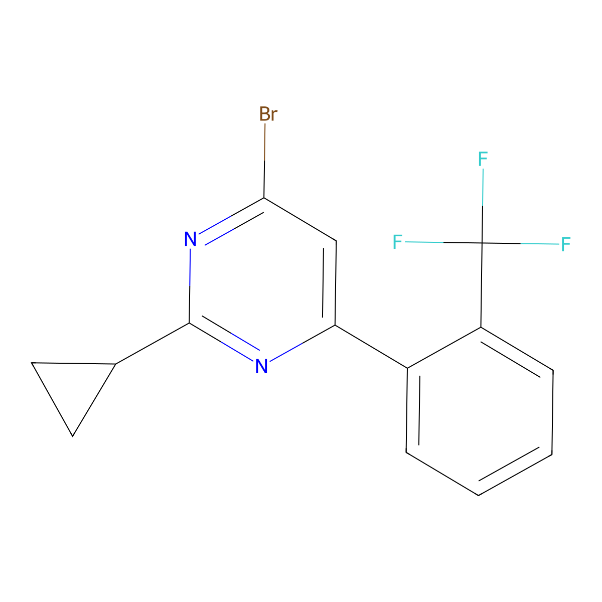 4-Bromo-2-cyclopropyl-6-(2-trifluoromethylphenyl)pyrimidine molecular structure, CAS 1412955-73-7