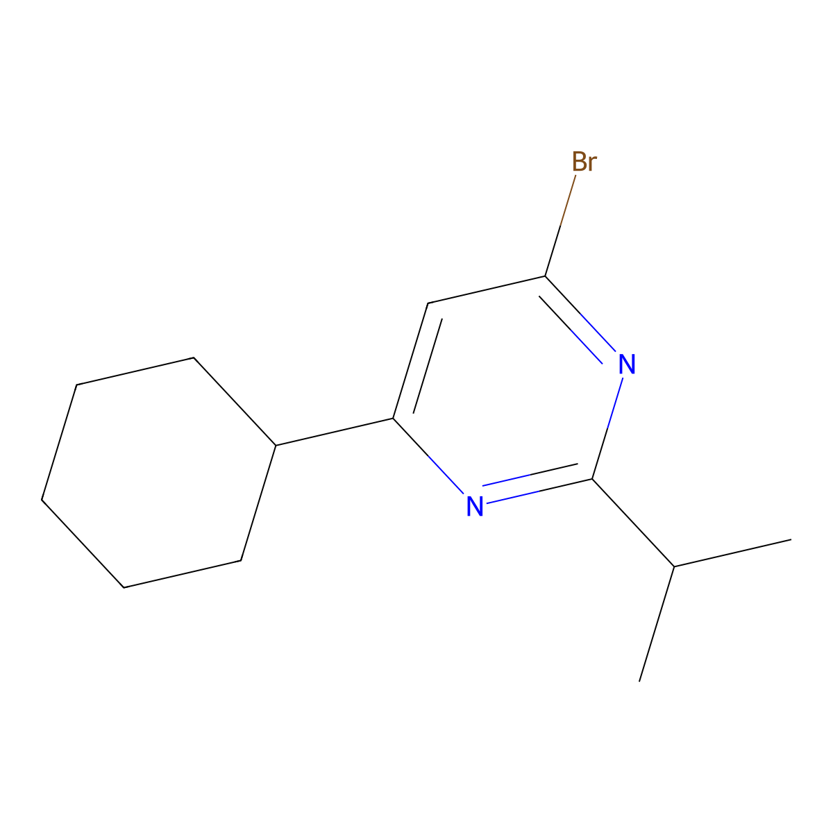 4-Bromo-6-cyclohexyl-2-(propan-2-yl)pyrimidine molecular structure, CAS 1412955-74-8