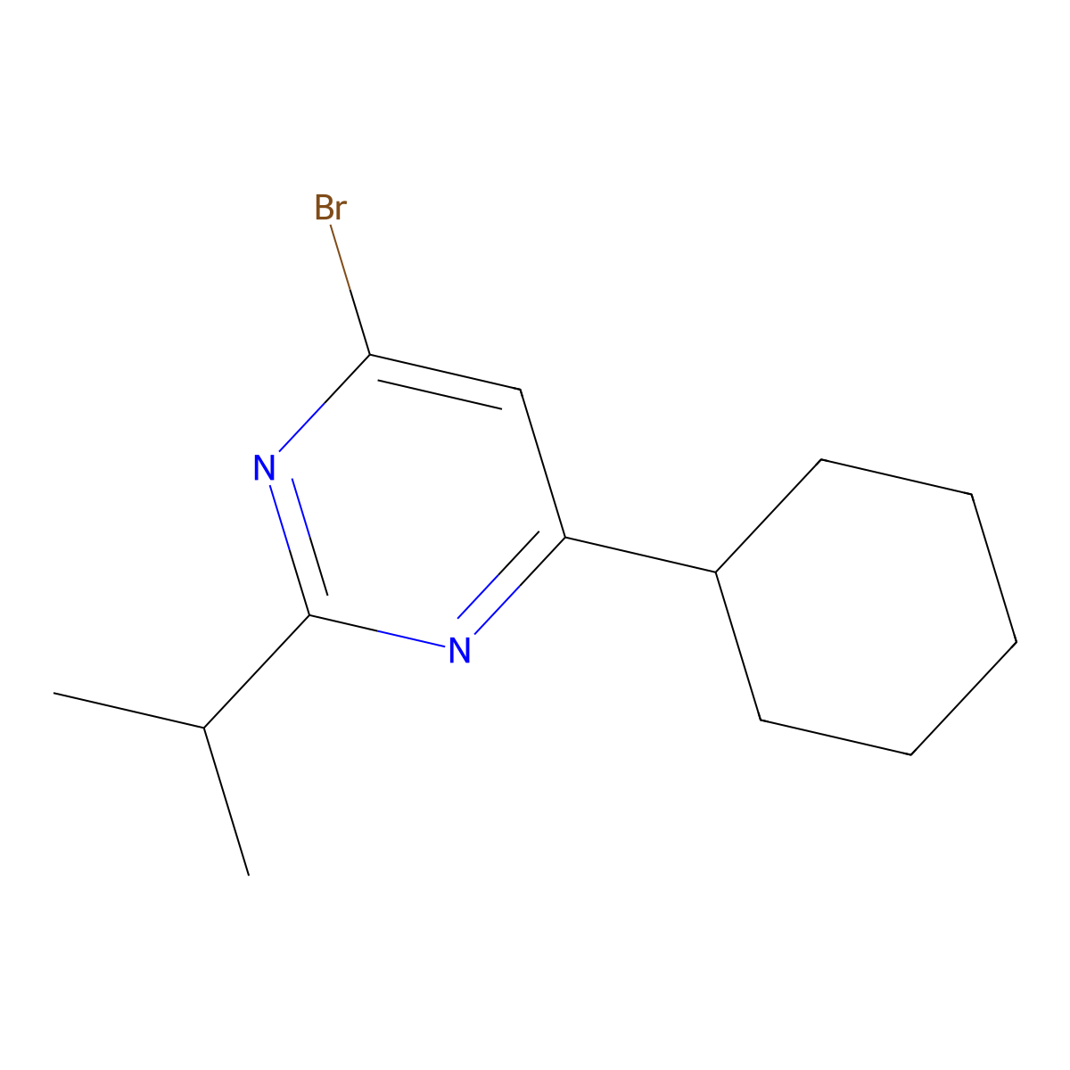 4-Bromo-6-cyclohexyl-2-(propan-2-yl)pyrimidine molecular structure, CAS 1412955-74-8