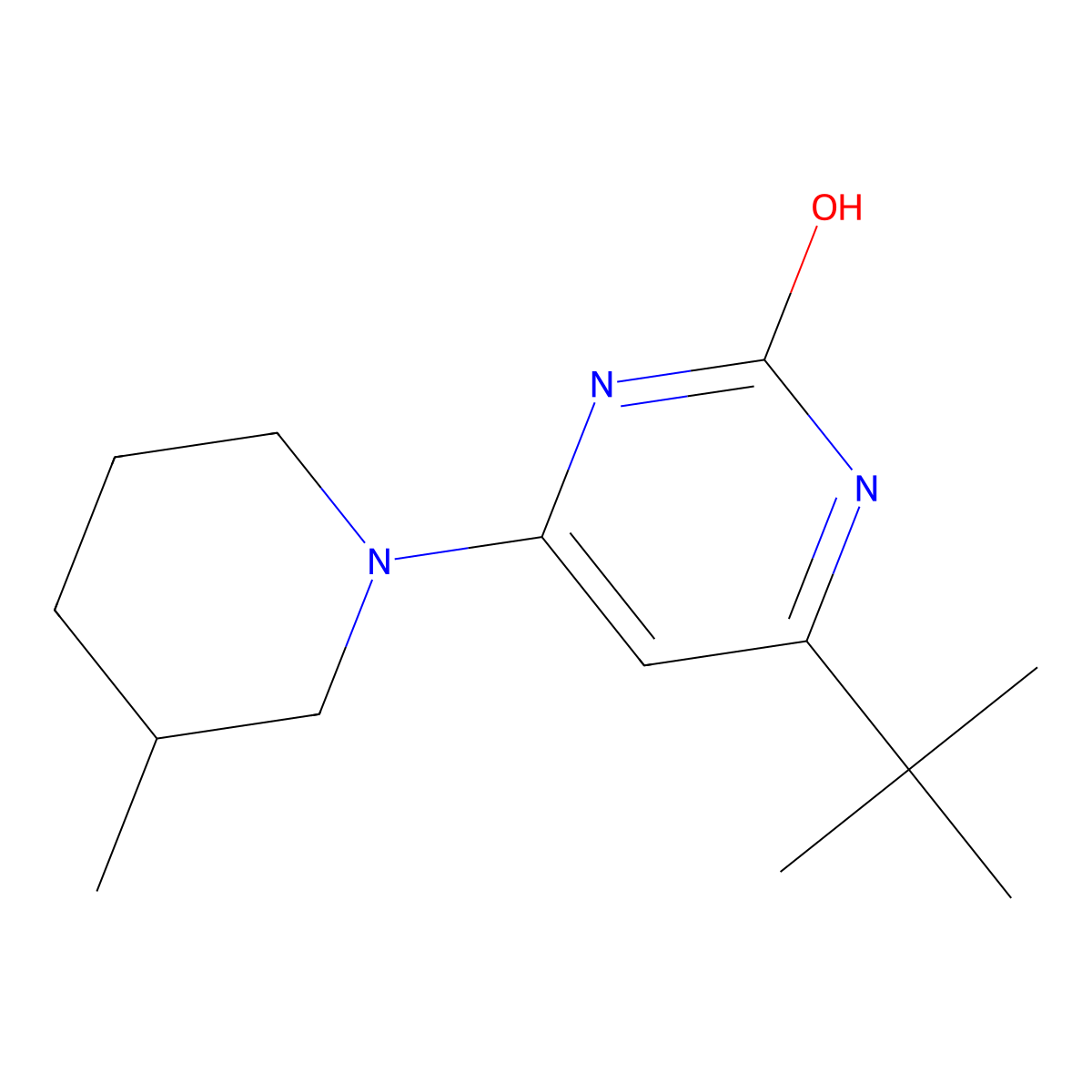 2-Hydroxy-4-(3-methylpiperidin-1-yl)-6-(tert-butyl)pyrimidine molecular structure, CAS 1412955-77-1