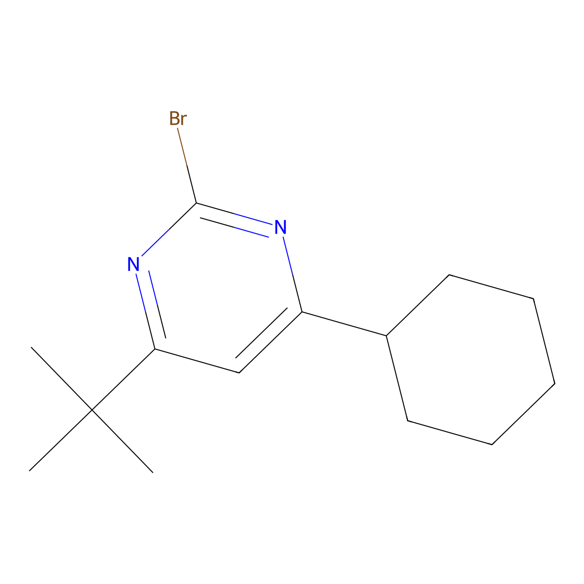 2-Bromo-4-(cyclohexyl)-6-(tert-butyl)pyrimidine molecular structure, CAS 1412955-78-2