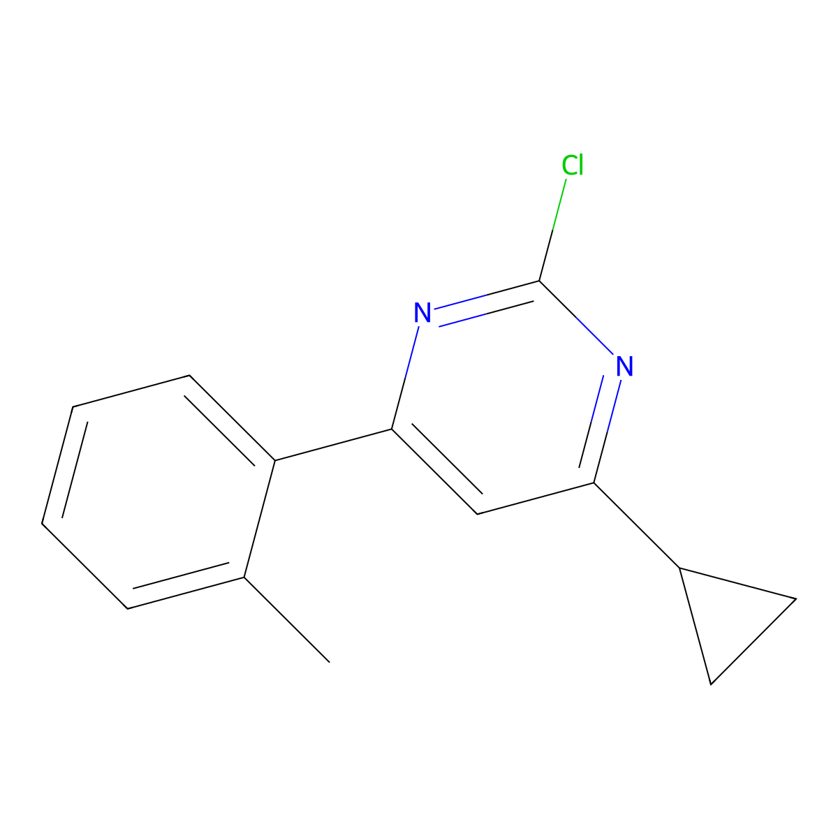 2-Chloro-4-(2-tolyl)-6-cyclopropylpyrimidine molecular structure, CAS 1412955-81-7