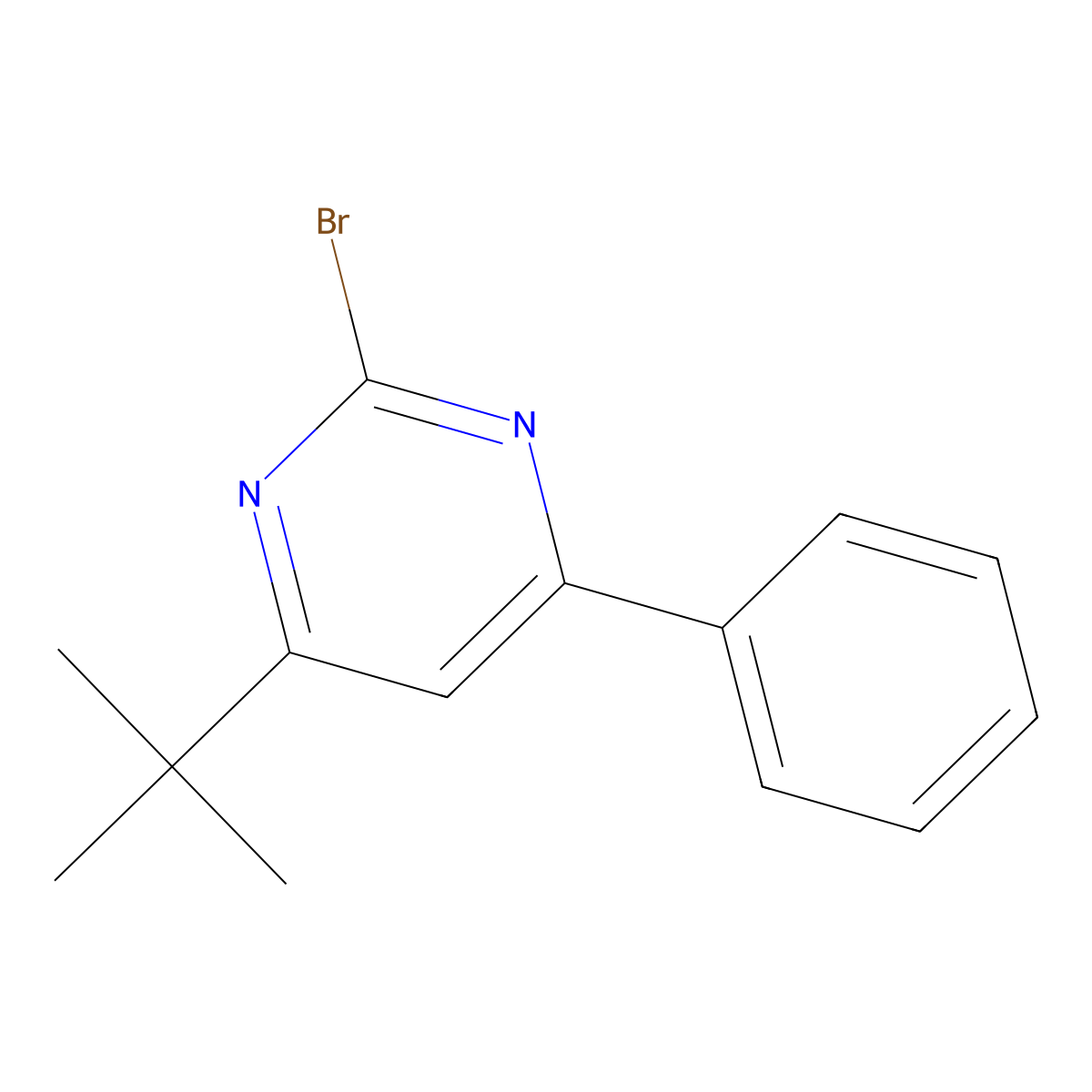 2-Bromo-4-phenyl-6-(tert-butyl)pyrimidine molecular structure, CAS 1412955-85-1