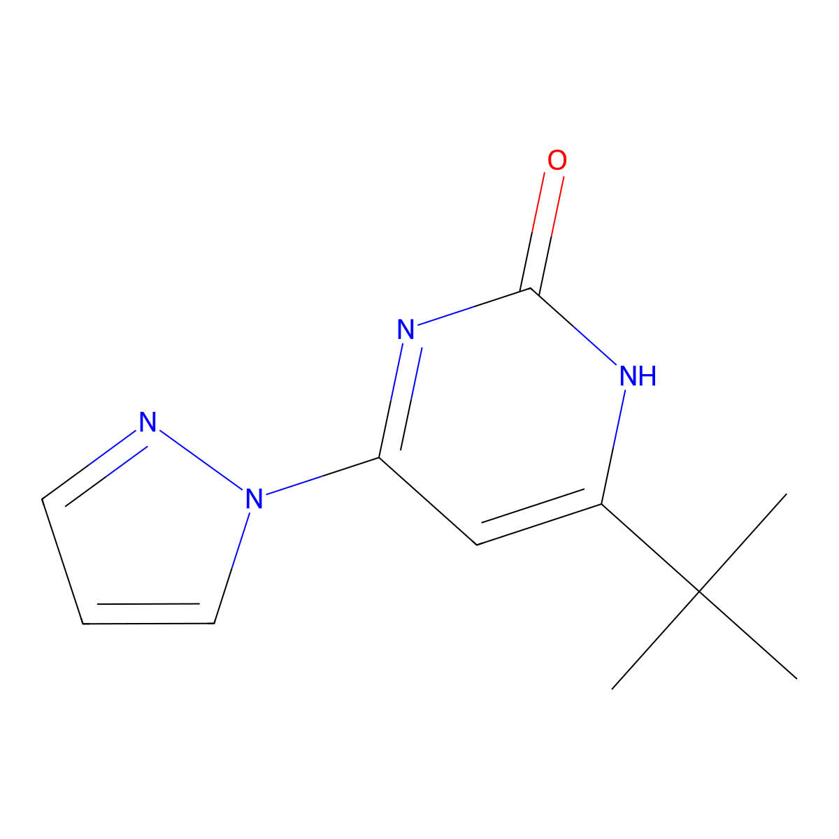 2-hydroxy-4-(1H-pyrozol-1-yl)-6-(tert-butyl)pyrimidine molecular structure, CAS 1412955-86-2