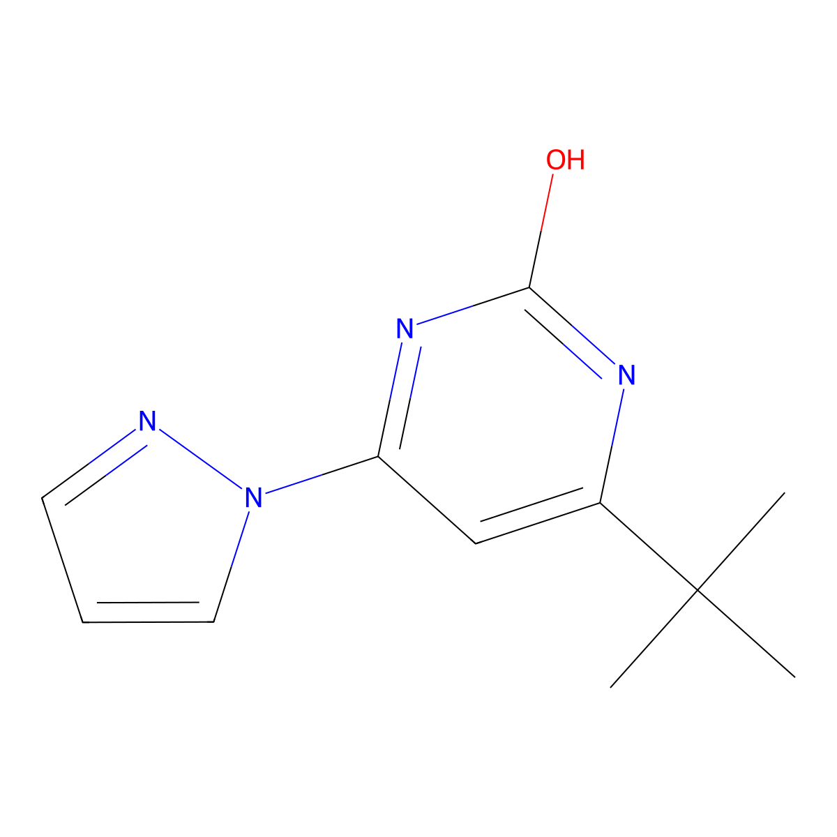 2-hydroxy-4-(1H-pyrozol-1-yl)-6-(tert-butyl)pyrimidine molecular structure, CAS 1412955-86-2