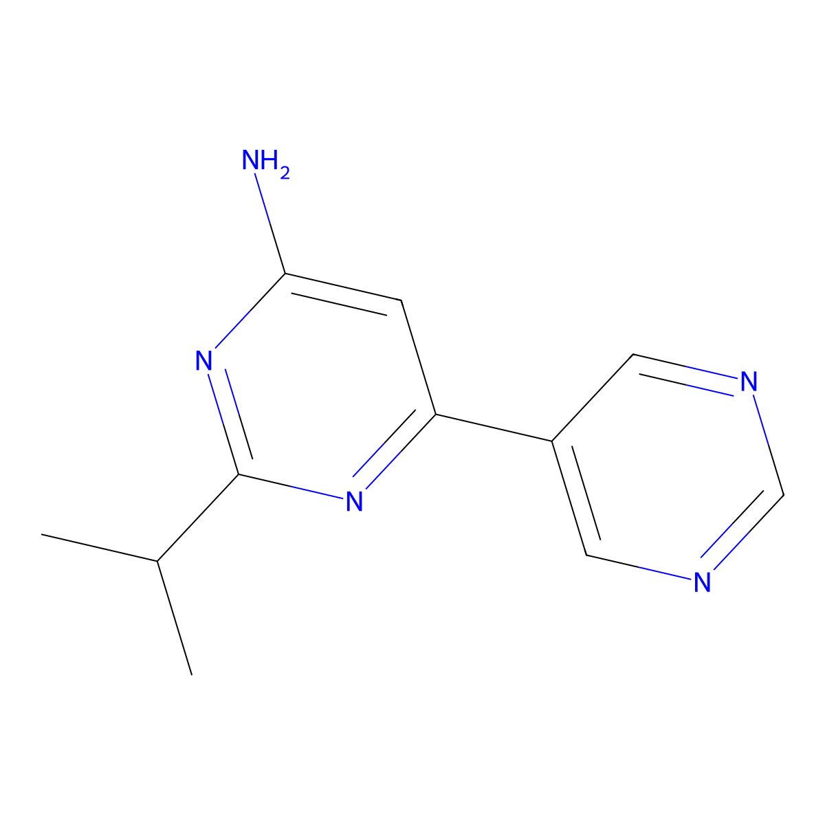 4-Amino-2-(iso-propyl)-6-(pyrimidin-5-yl)pyrimidine molecular structure, CAS 1412955-91-9