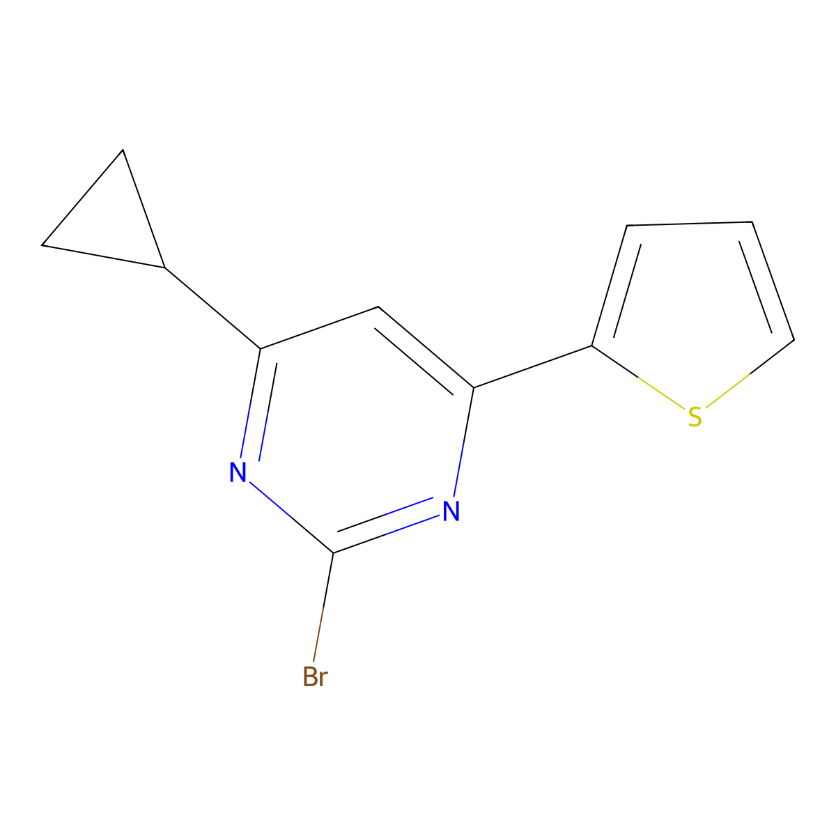 2-Bromo-4-(2-thienyl)-6-cyclopropylpyrimidine molecular structure, CAS 1412955-95-3