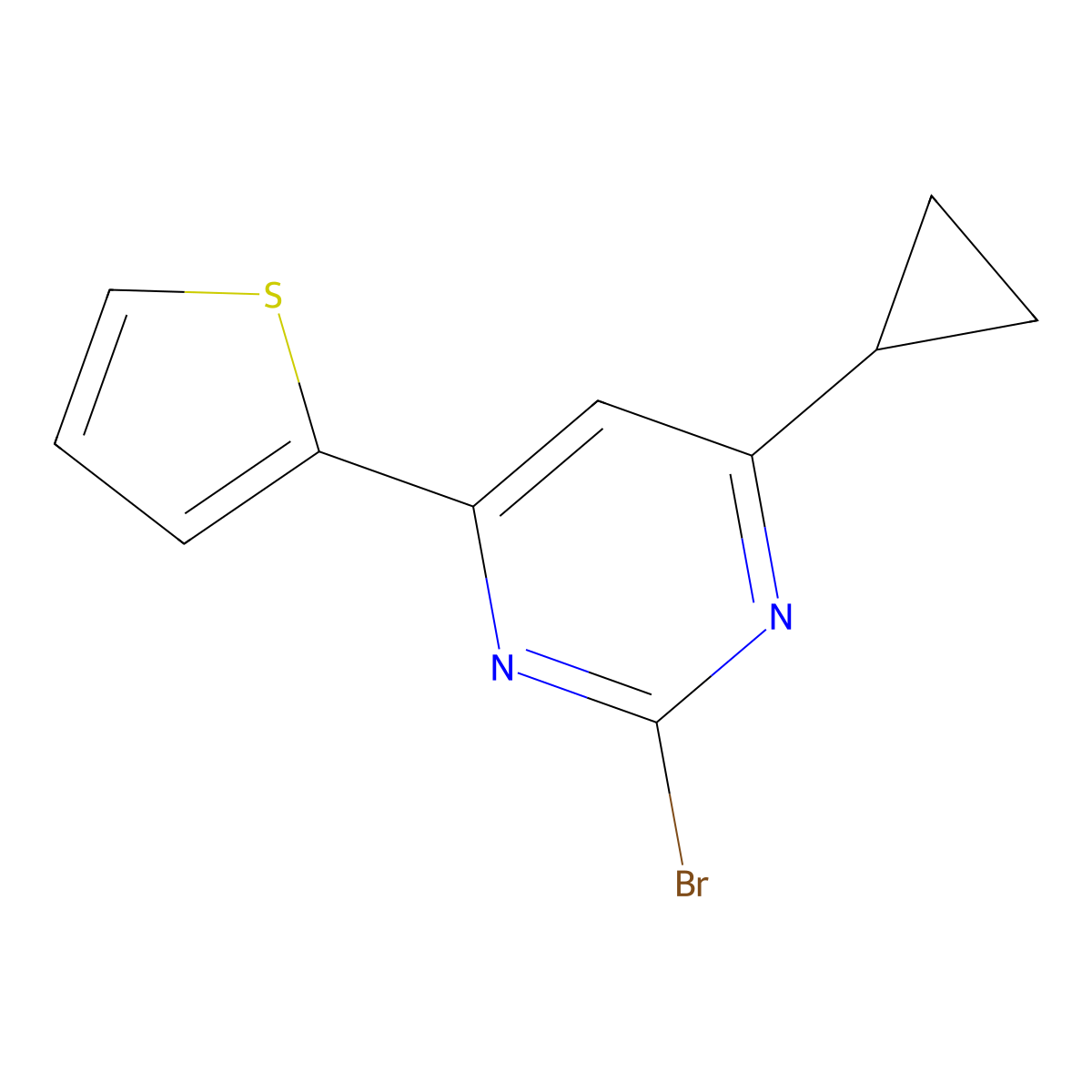2-Bromo-4-(2-thienyl)-6-cyclopropylpyrimidine molecular structure, CAS 1412955-95-3