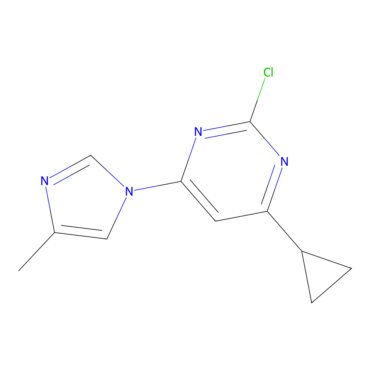 2-chloro-4-(1H-4-methylimidazol-1-yl)-6-cyclopropylpyrimidine molecular structure, CAS 1412955-97-5