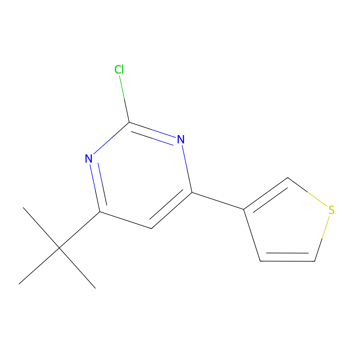 2-Chloro-4-(3-thienyl)-6-(tert-butyl)pyrimidine molecular structure, CAS 1412956-00-3