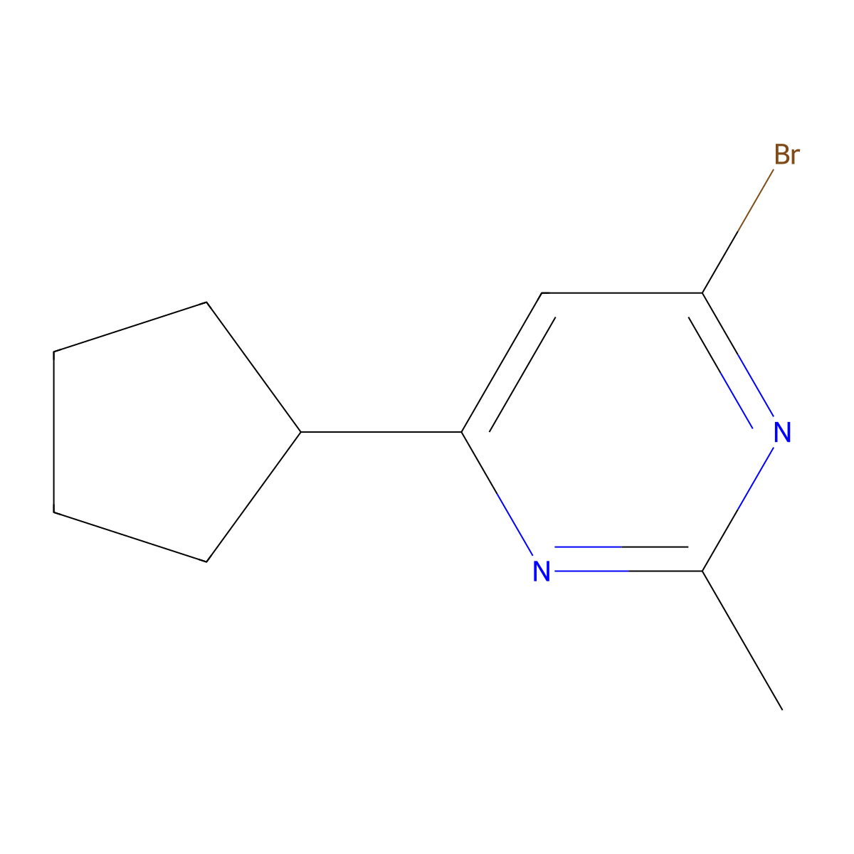 4-Bromo-6-cyclopentyl-2-methylpyrimidine molecular structure, CAS 1412956-03-6