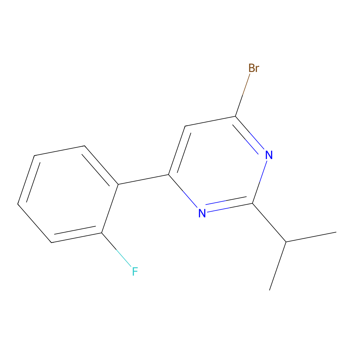 4-Bromo-6-(2-fluorophenyl)-2-(iso-propyl)pyrimidine molecular structure, CAS 1412956-05-8