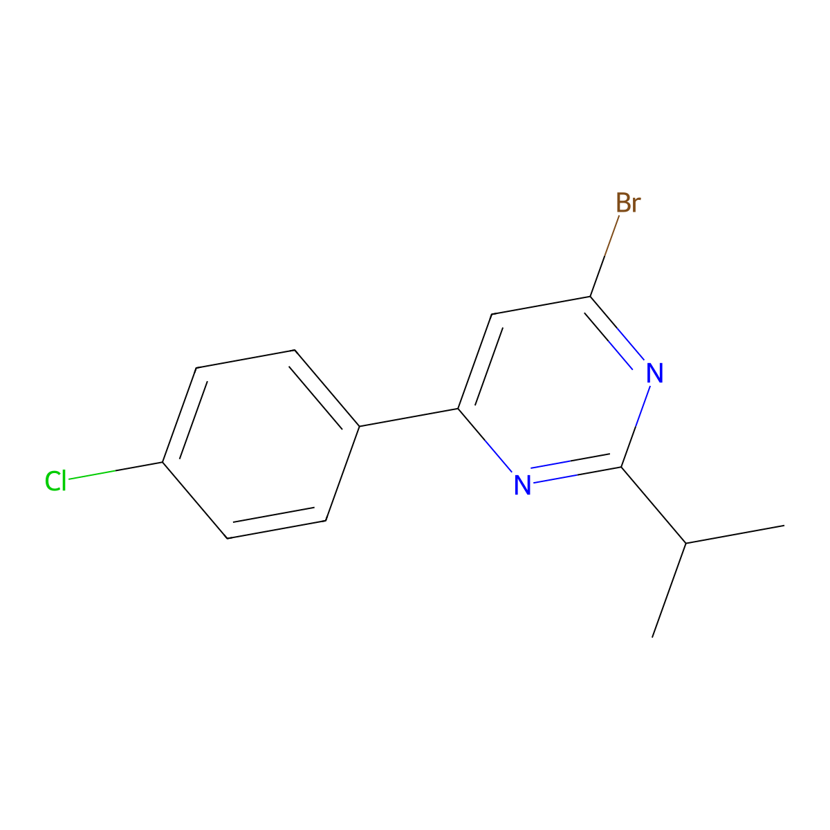 4-Bromo-6-(4-chlorophenyl)-2-(iso-propyl)pyrimidine molecular structure, CAS 1412956-08-1