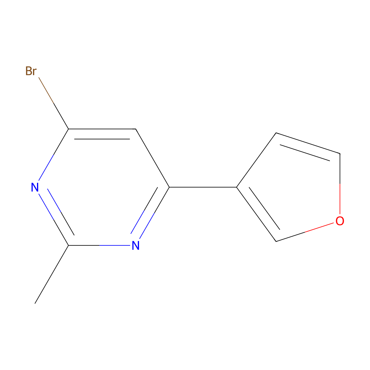 4-Bromo-6-(3-furyl)-2-methylpyrimidine molecular structure, CAS 1412956-12-7