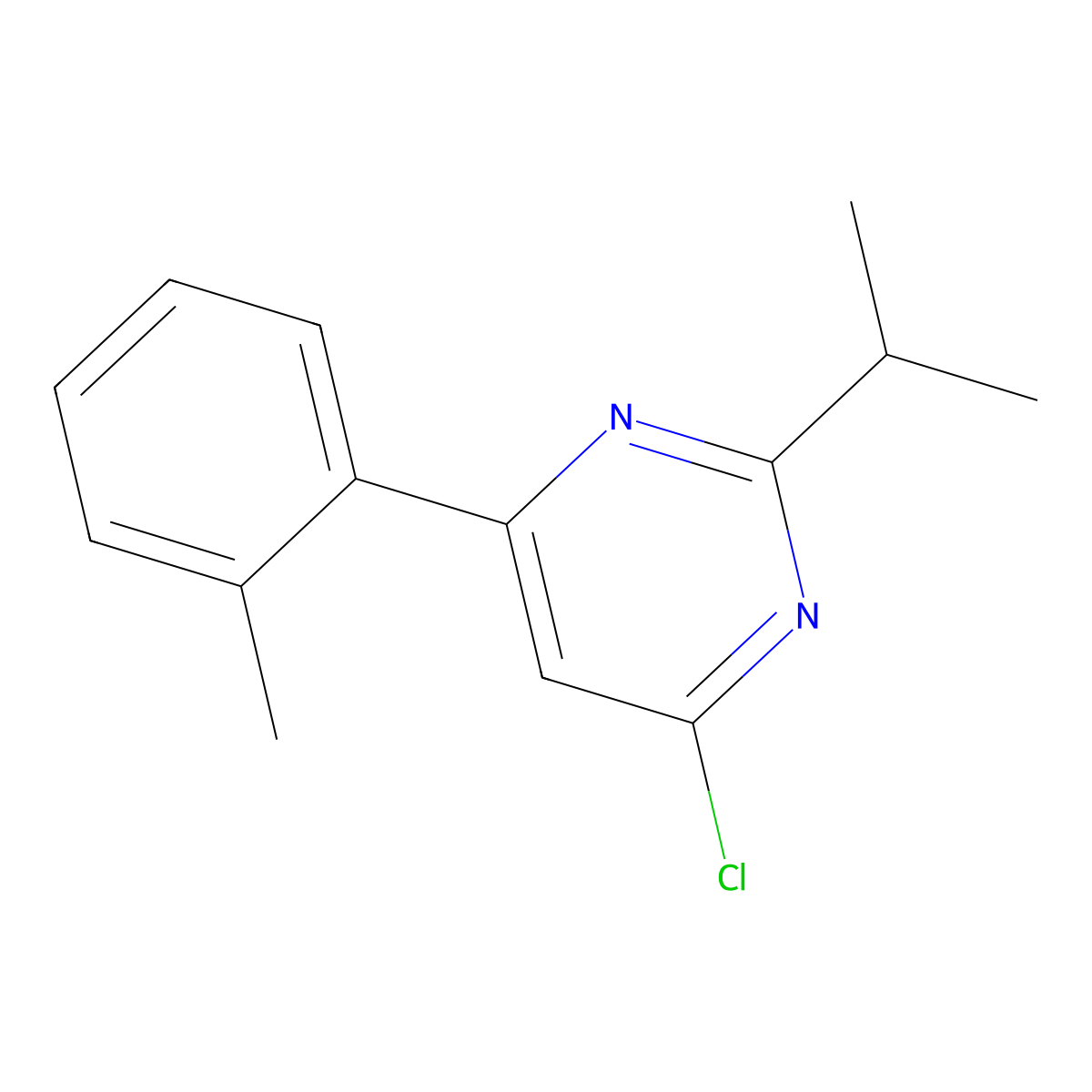 4-Chloro-2-(iso-propyl)-6-(2-tolyl)pyrimidine molecular structure, CAS 1412956-14-9