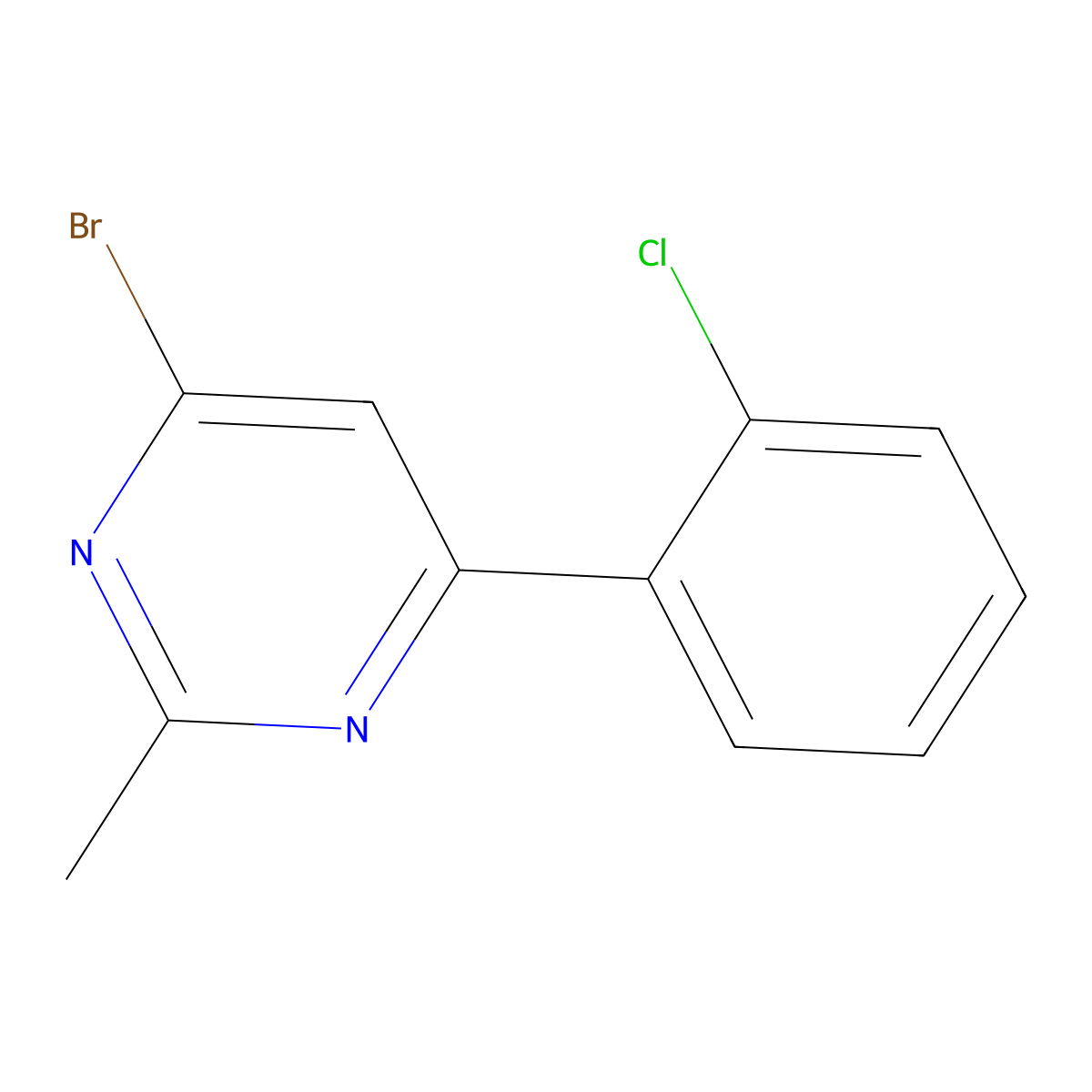 4-Bromo-6-(2-chlorophenyl)-2-methylpyrimidine molecular structure, CAS 1412956-18-3