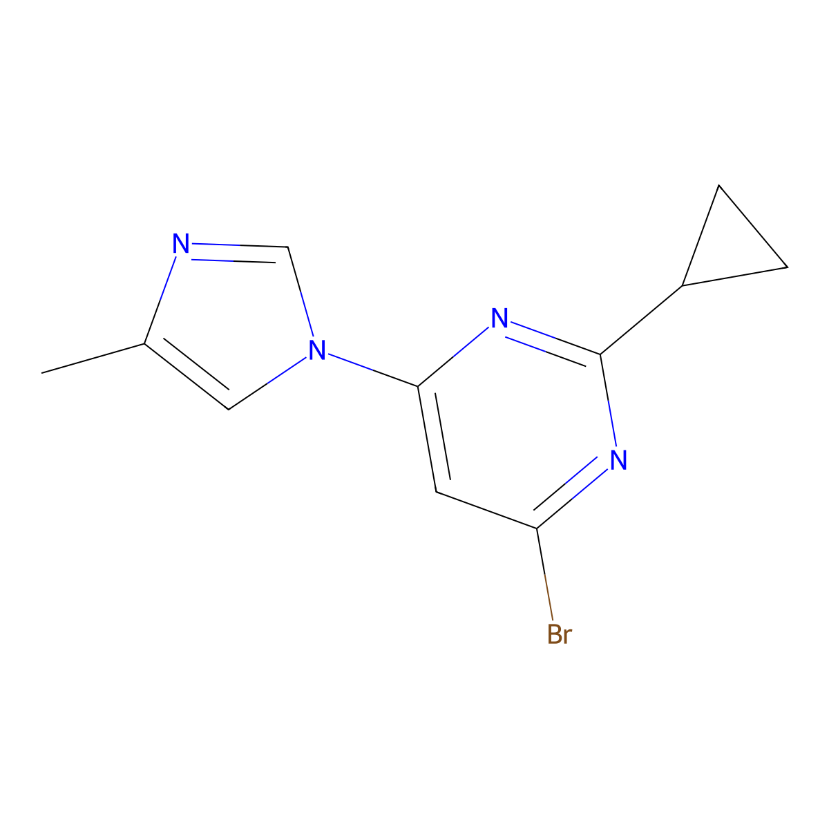 4-Bromo-2-cyclopropyl-6-(4-methylimidazol-1-yl)pyrimidine molecular structure, CAS 1412956-19-4