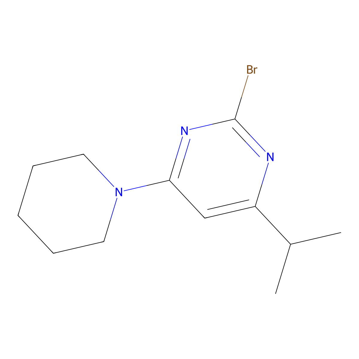 2-Bromo-4-(piperidin-1-yl)-6-(iso-propyl)pyrimidine molecular structure, CAS 1412956-21-8