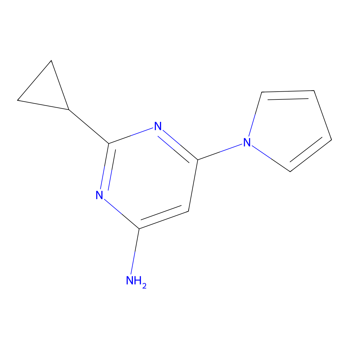 4-Amino-2-cyclopropyl-6-(1H-pyrrol-1-yl)pyrimidine molecular structure, CAS 1412956-23-0