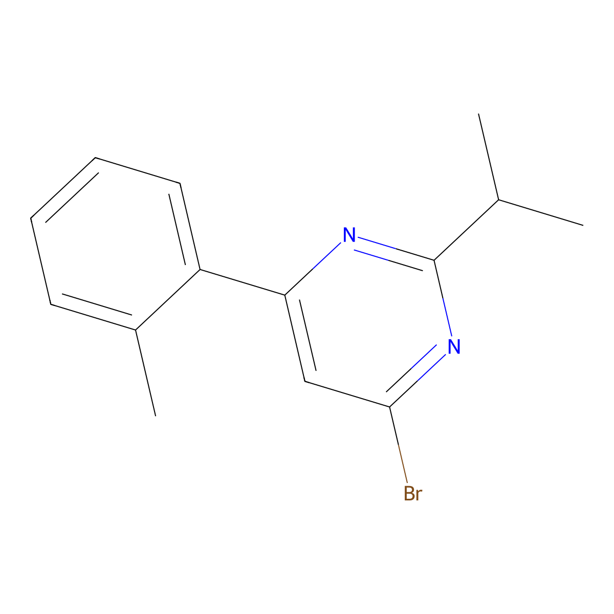 4-Bromo-2-(iso-propyl)-6-(2-tolyl)pyrimidine molecular structure, CAS 1412956-24-1