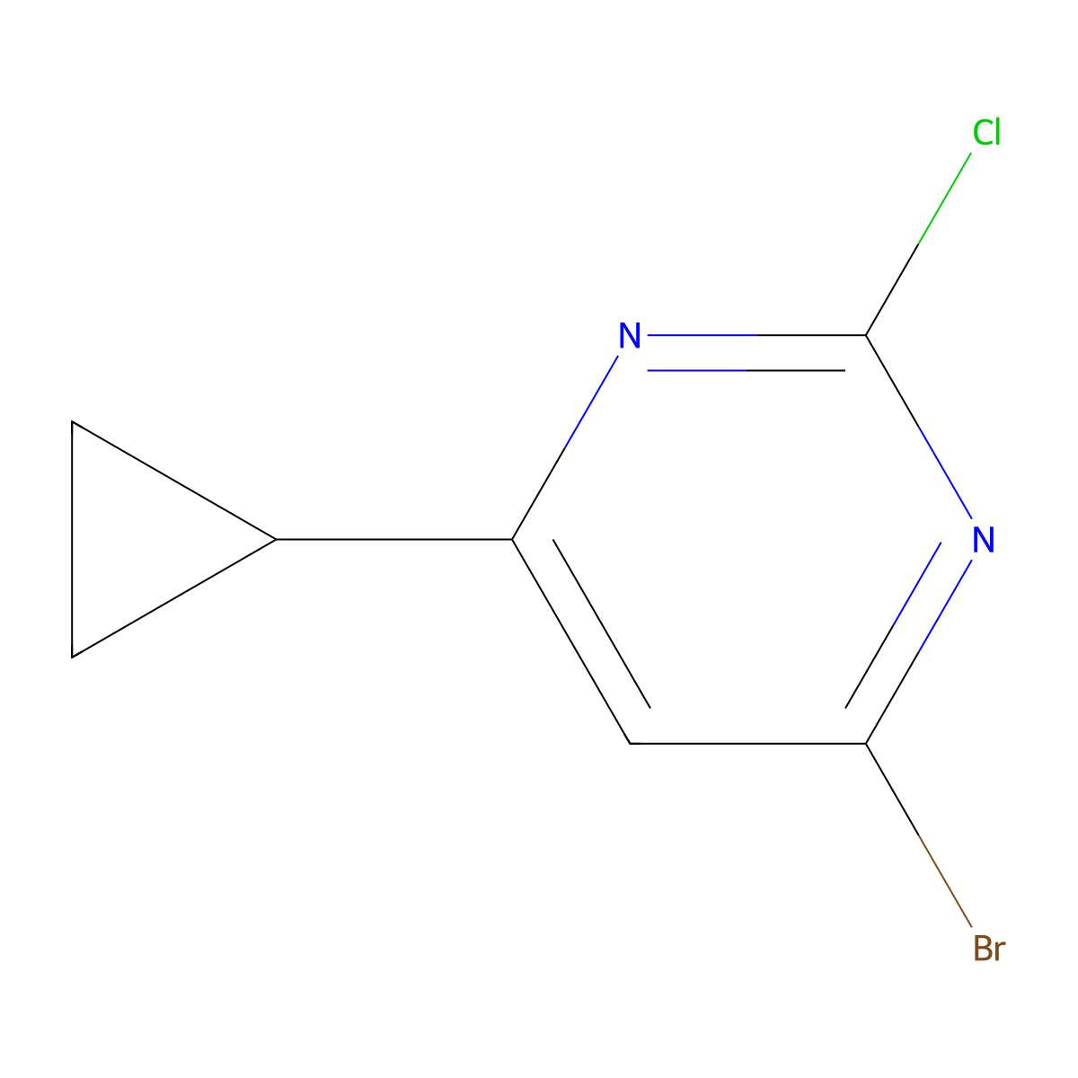 4-Bromo-2-chloro-6-cyclopropylpyrimidine molecular structure, CAS 1412956-25-2