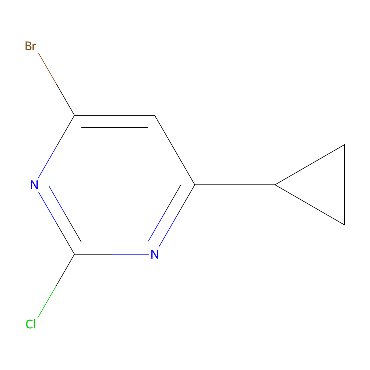4-Bromo-2-chloro-6-cyclopropylpyrimidine molecular structure, CAS 1412956-25-2