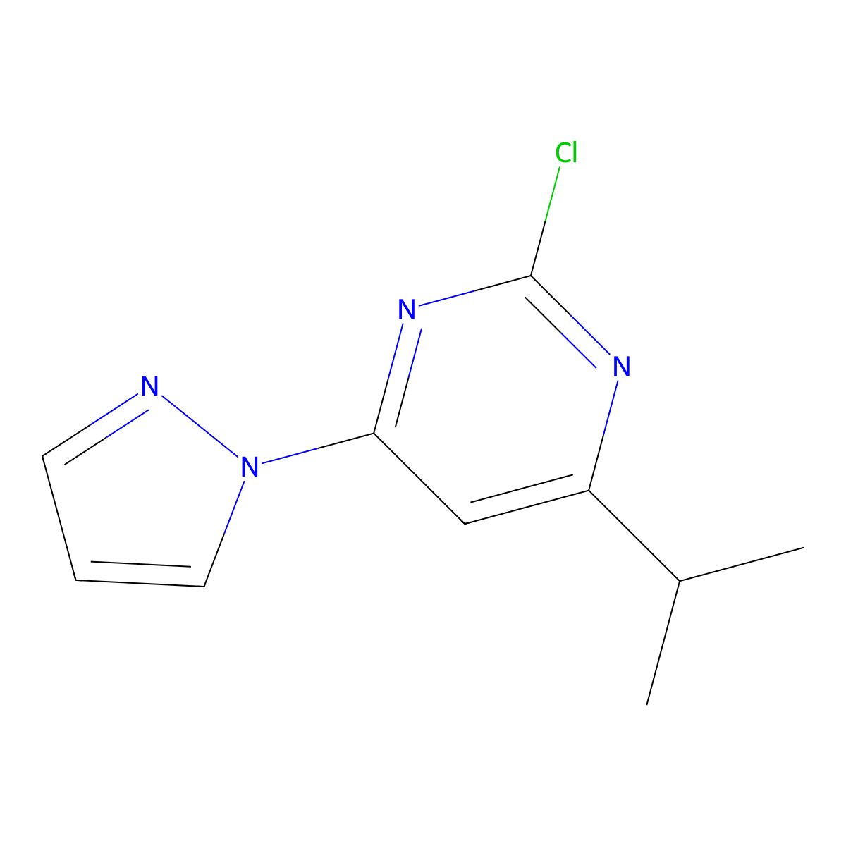 2-Chloro-4-(1H-pyrozol-1-yl)-6-(iso-propyl)pyrimidine molecular structure, CAS 1412956-31-0