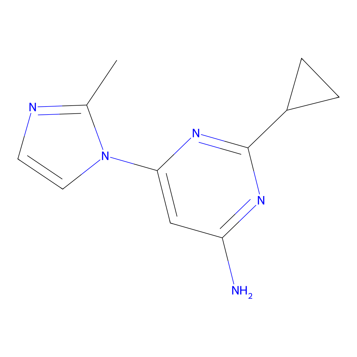 4-Amino-2-cyclopropyl-6-(2-methylimidazol-1-yl)pyrimidine molecular structure, CAS 1412956-32-1