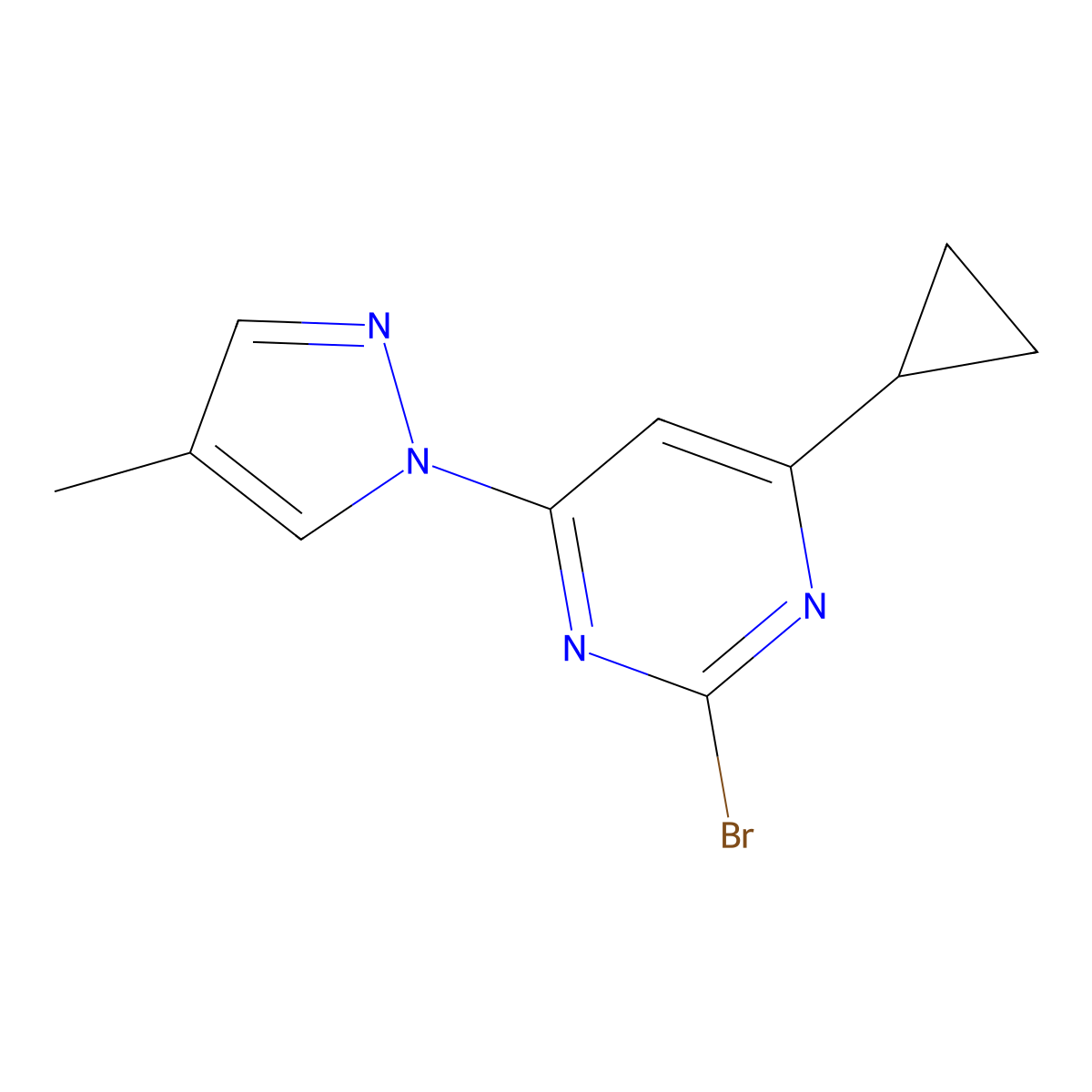 2-bromo-4-(1H-4-methylpyrozol-1-yl)-6-cyclopropylpyrimidine molecular structure, CAS 1412956-34-3