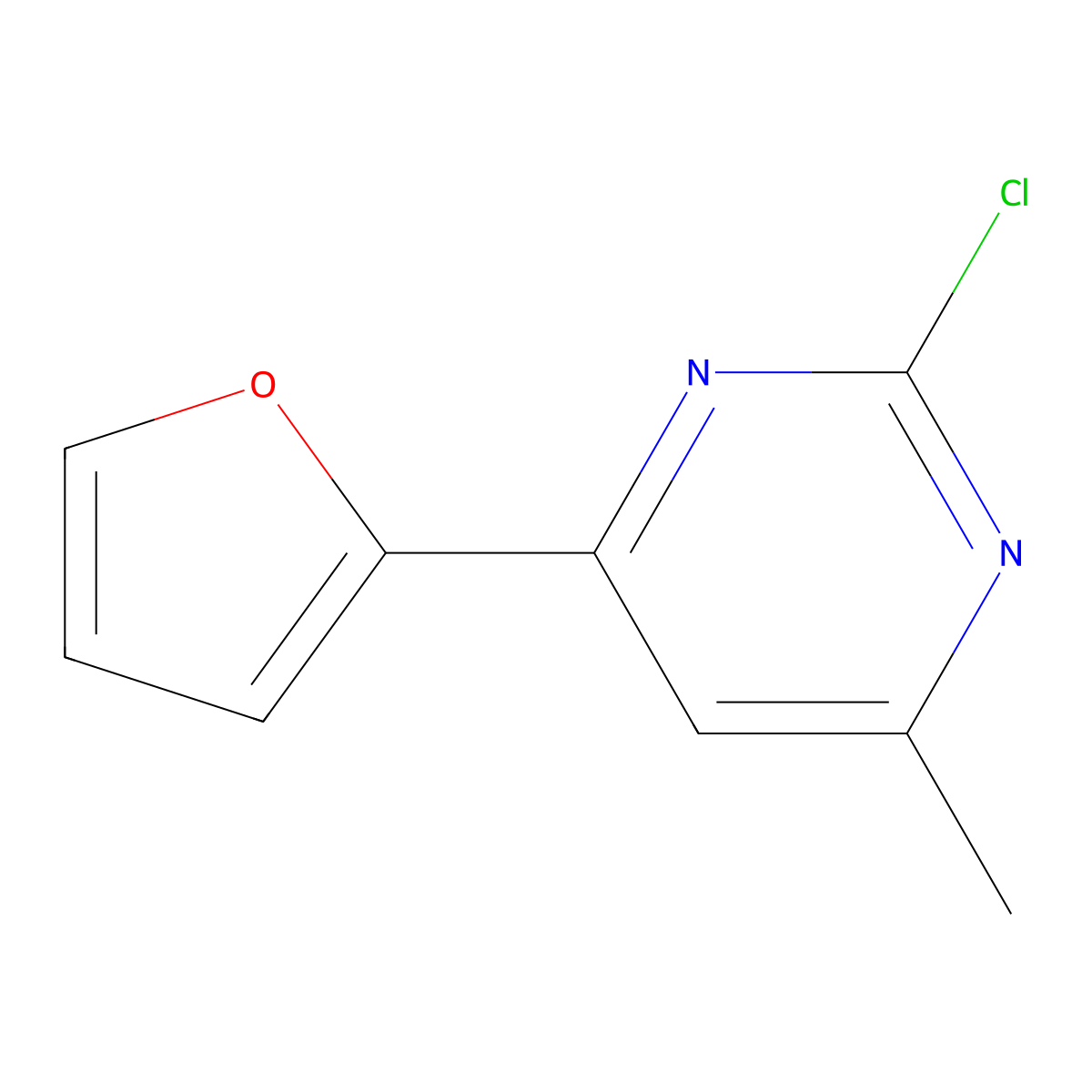 2-Chloro-4-(2-furyl)-6-methylpyrimidine molecular structure, CAS 1412956-41-2