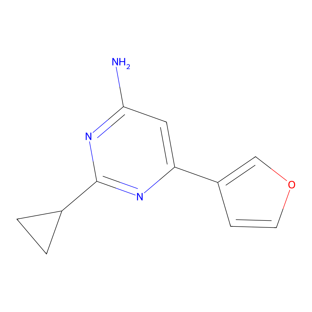 2-Cyclopropyl-6-(furan-3-yl)pyrimidin-4-amine molecular structure, CAS 1412956-46-7