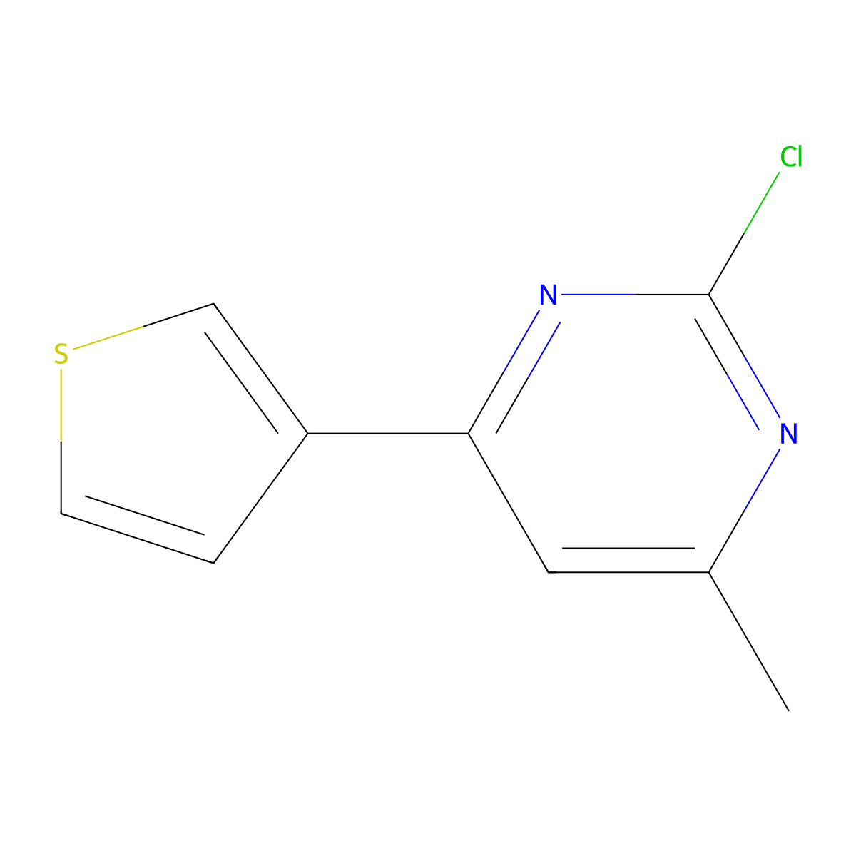 2-Chloro-4-(3-thienyl)-6-methylpyrimidine molecular structure, CAS 1412956-49-0