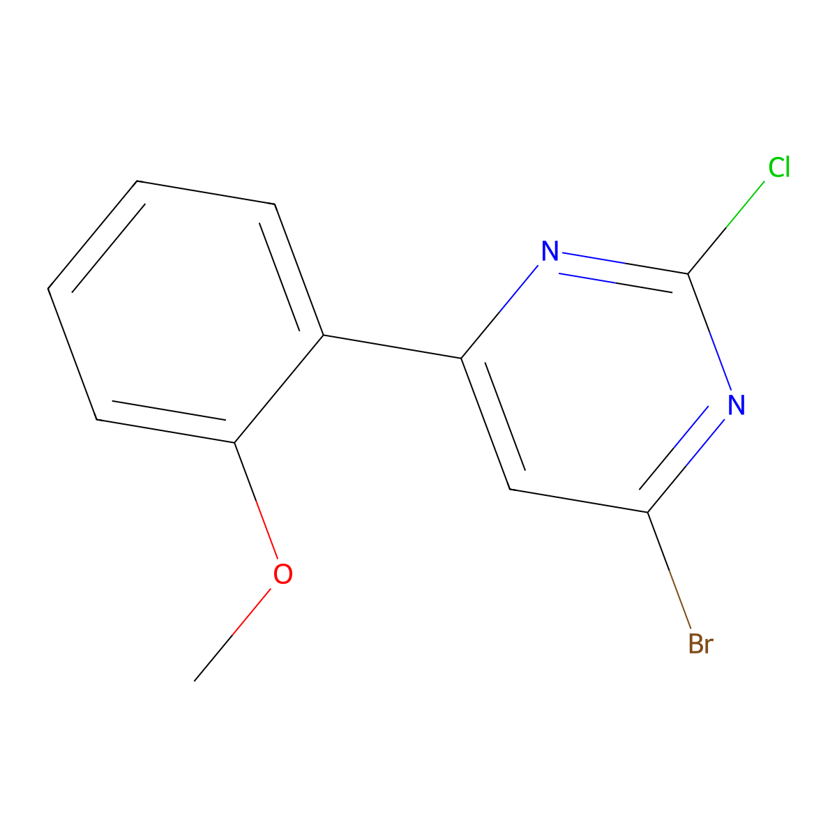 2-Chloro-4-bromo-6-(2-methoxyphenyl)pyrimidine molecular structure, CAS 1412956-50-3