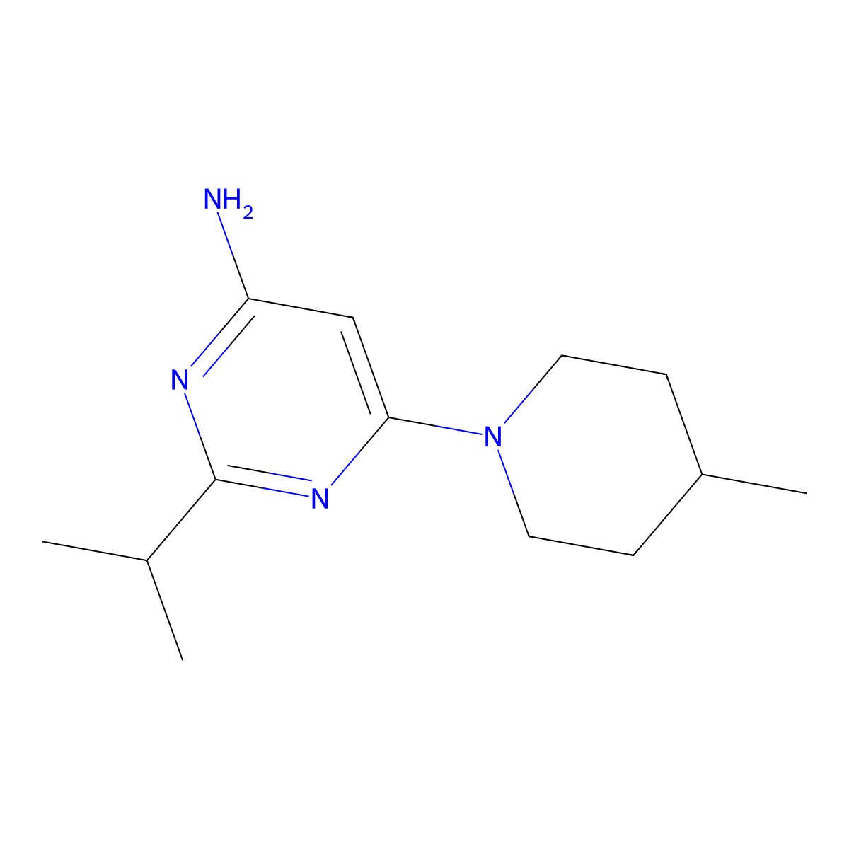 4-Amino-2-(iso-propyl)-6-(4-methylpiperidin-1-yl)pyrimidine molecular structure, CAS 1412956-52-5