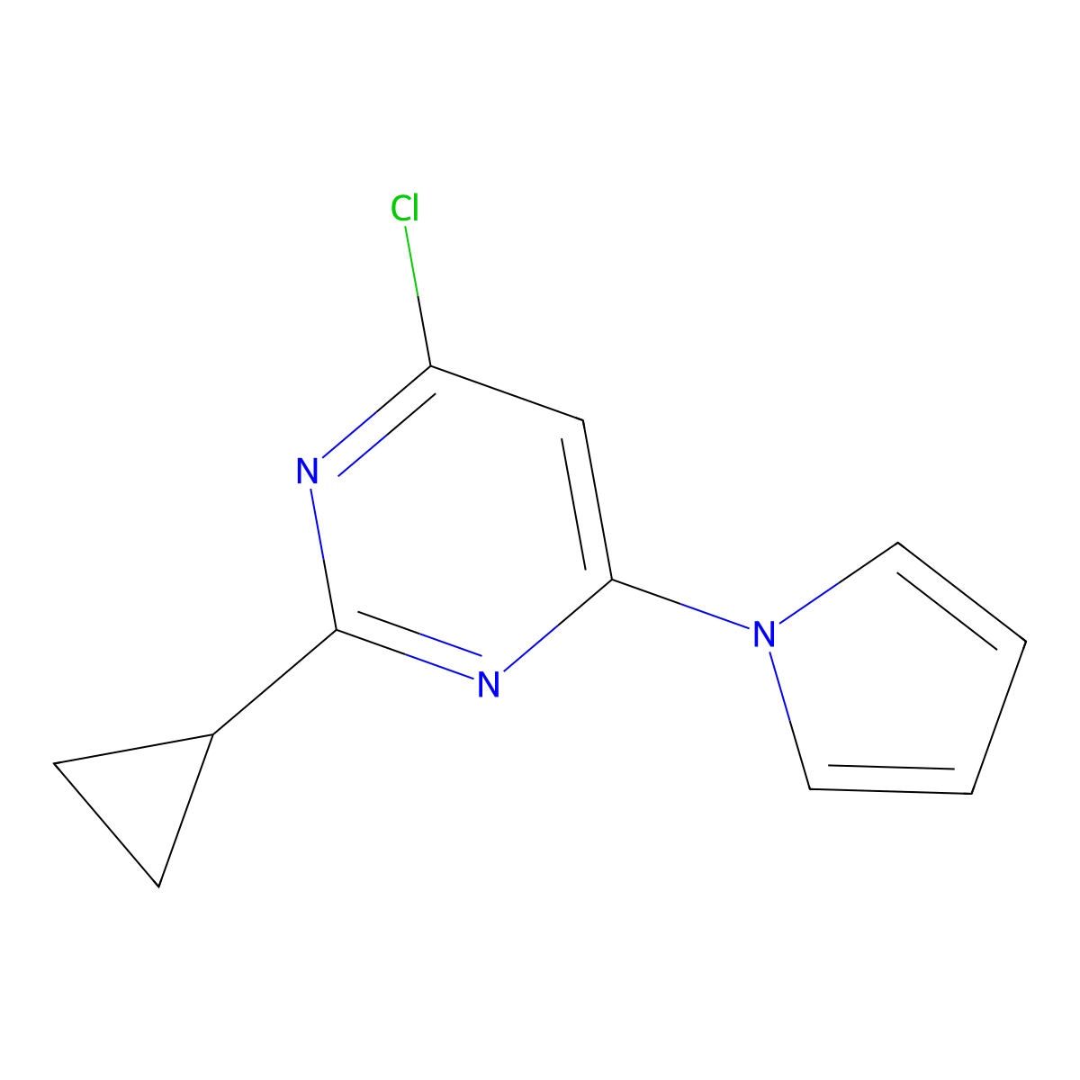 4-Chloro-2-cyclopropyl-6-(1H-pyrrol-1-yl)pyrimidine molecular structure, CAS 1412956-55-8