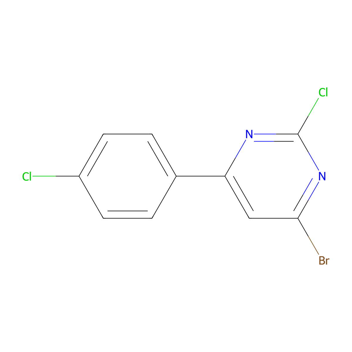 2-Chloro-4-bromo-6-(4-chlorophenyl)pyrimidine molecular structure, CAS 1412956-58-1