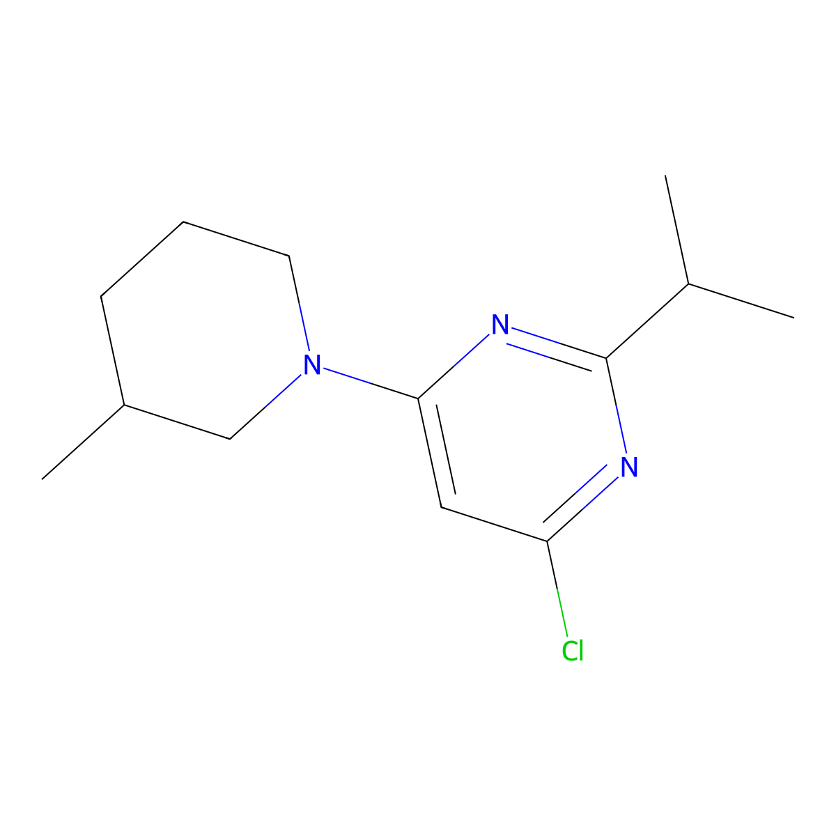 4-Chloro-2-(iso-propyl)-6-(3-methylpiperidin-1-yl)pyrimidine molecular structure, CAS 1412956-61-6