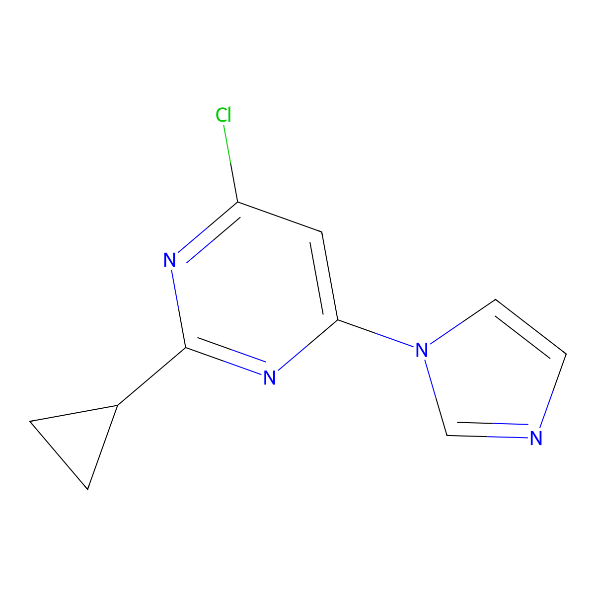 4-Chloro-2-cyclopropyl-6-(imidazol-1-yl)pyrimidine molecular structure, CAS 1412956-64-9