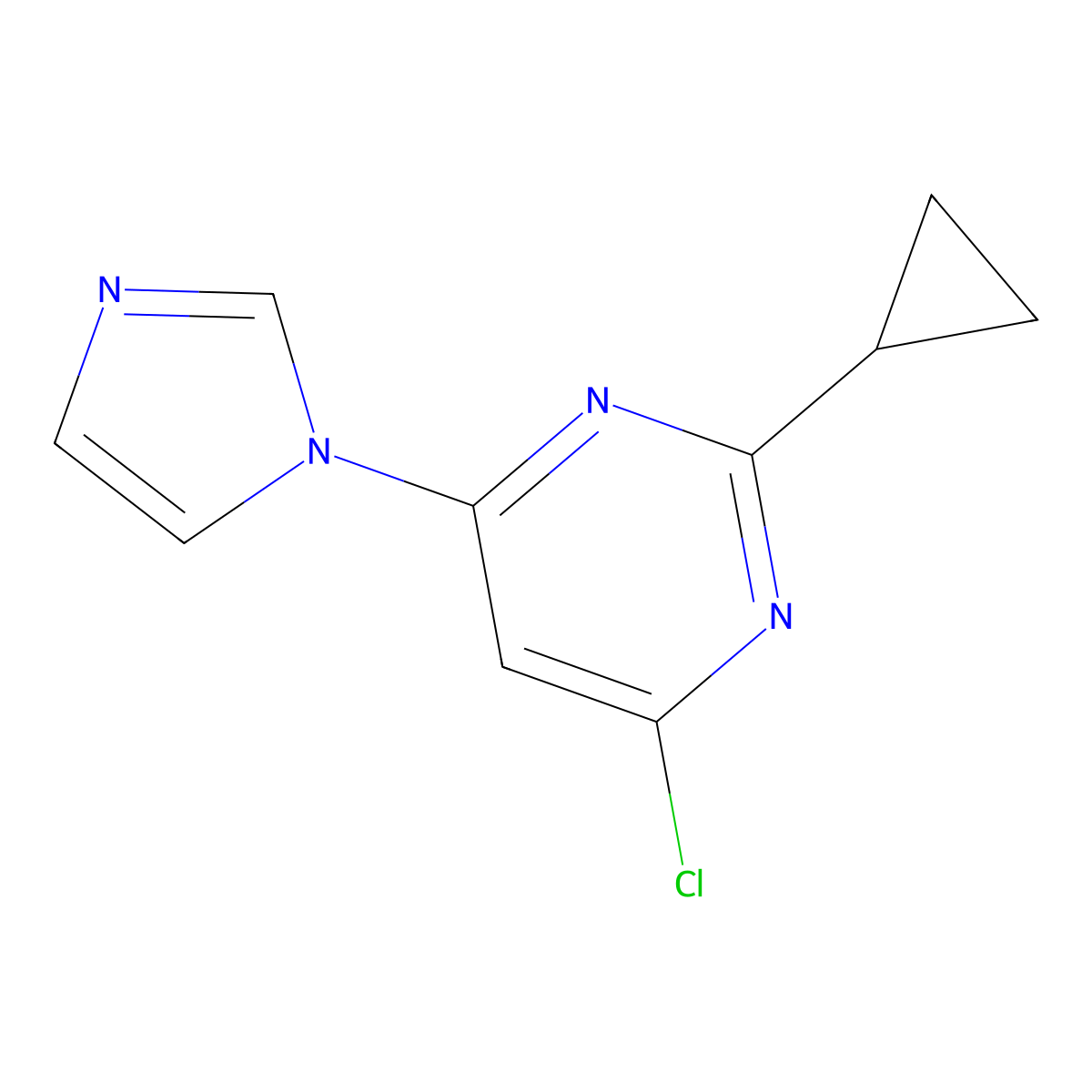 4-Chloro-2-cyclopropyl-6-(imidazol-1-yl)pyrimidine molecular structure, CAS 1412956-64-9