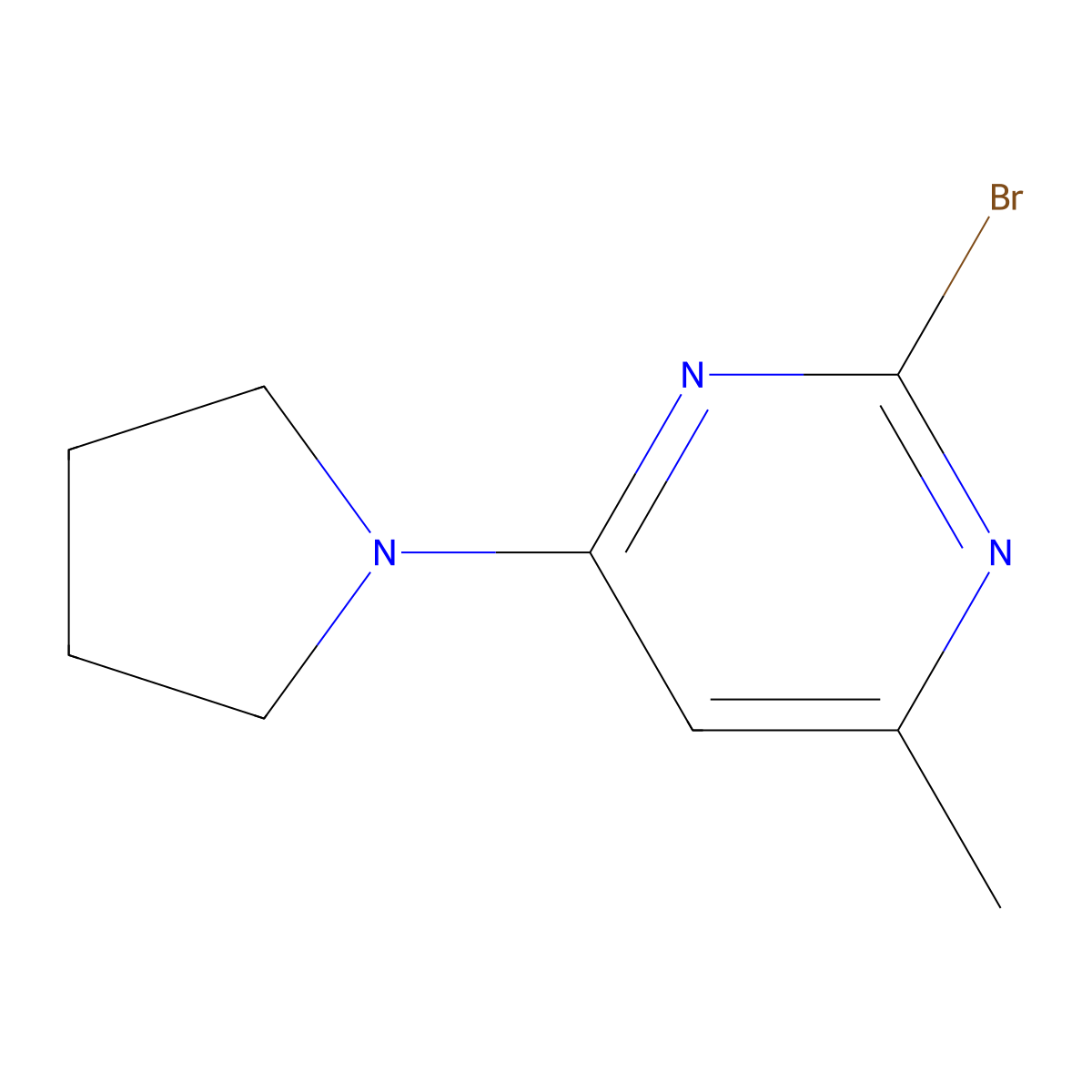2-Bromo-4-(pyrrolidin-1-yl)-6-methylpyrimidine molecular structure, CAS 1412956-66-1