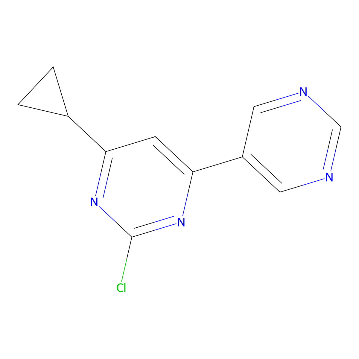 2-Chloro-4-(pyrimidin-5-yl)-6-cyclopropylpyrimidine molecular structure, CAS 1412956-68-3