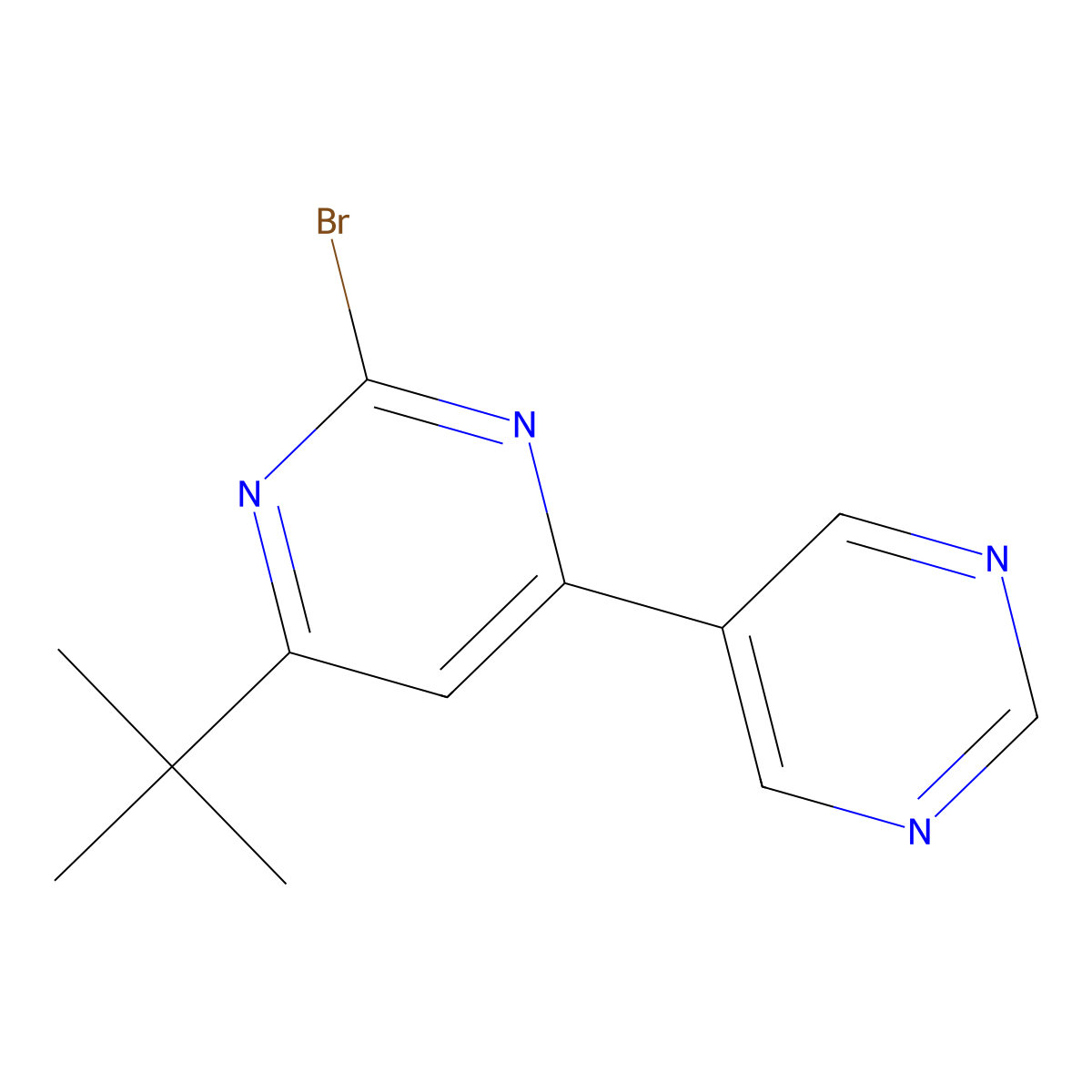 2-Bromo-4-(pyrimindin-5-yl)-6-(tert-butyl)pyrimidine molecular structure, CAS 1412956-72-9