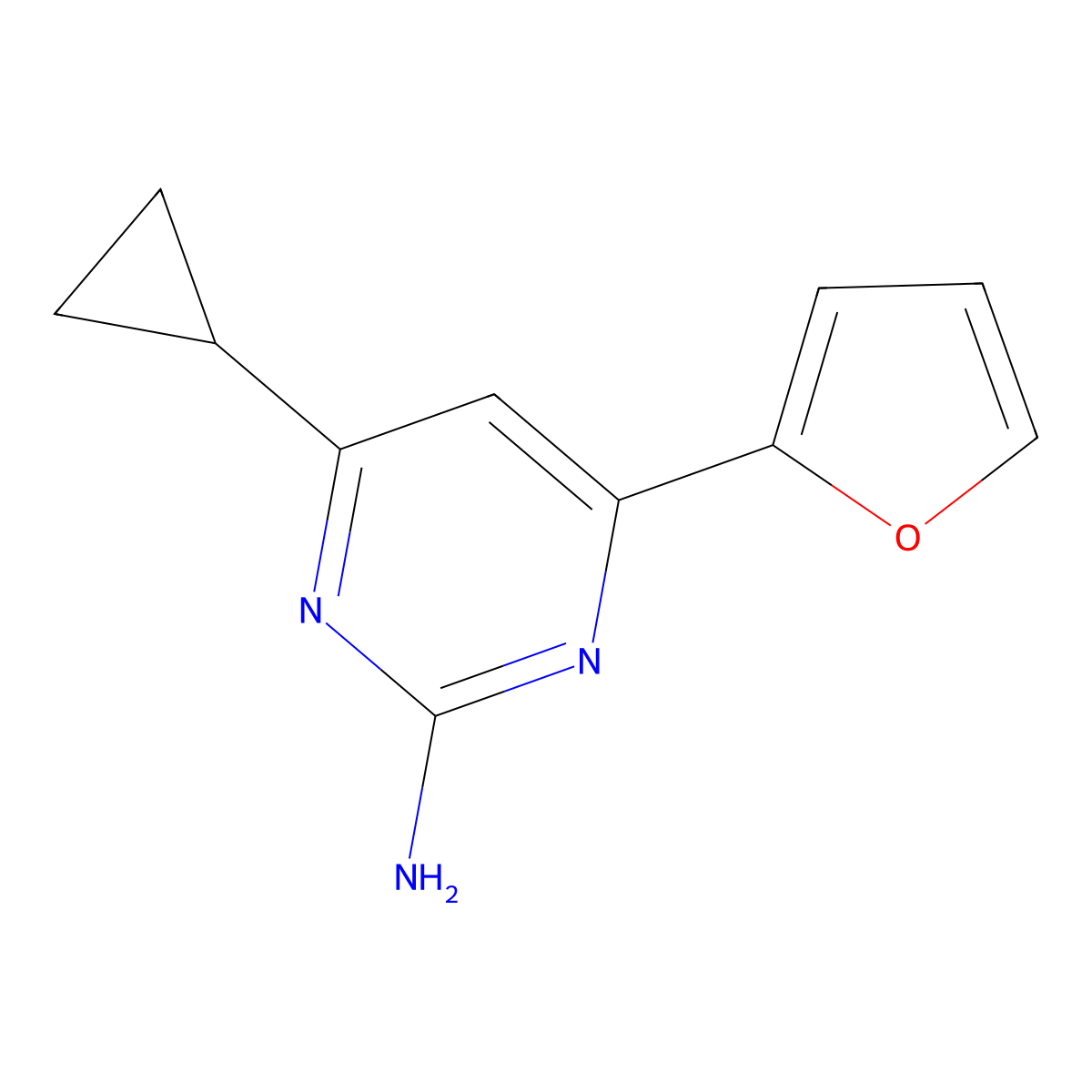 2-Amino-4-(2-furyl)-6-cyclopropylpyrimidine molecular structure, CAS 1412956-77-4
