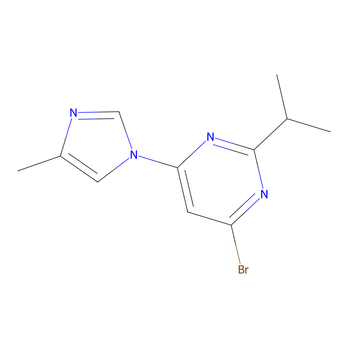 4-Bromo-2-(iso-propyl)-6-(1H-4-methylimidazol-1-yl)-pyrimidine molecular structure, CAS 1412956-80-9