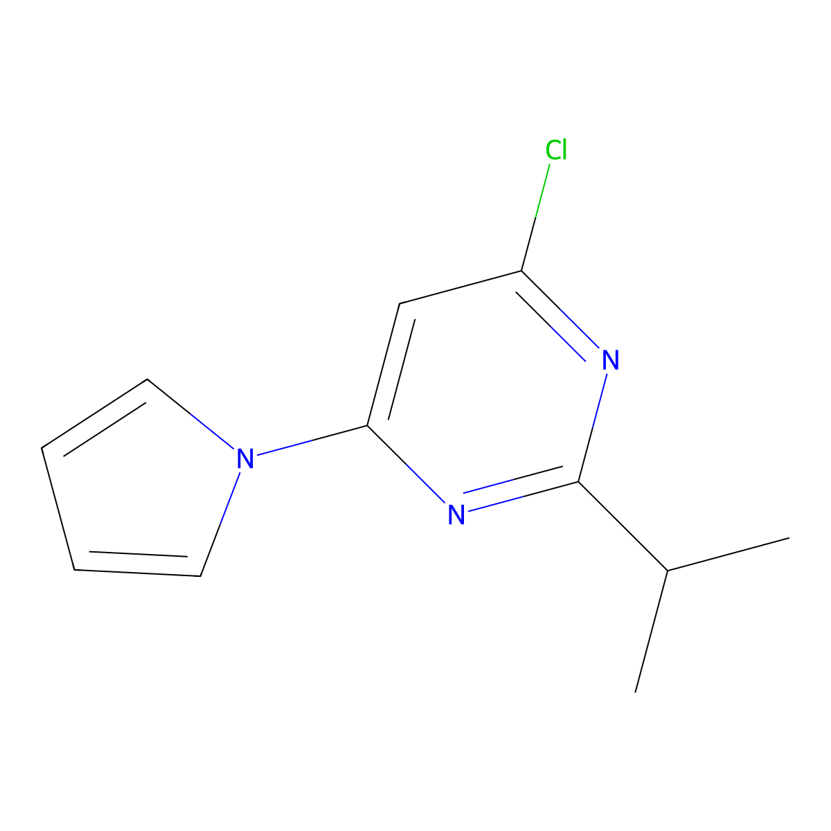 4-chloro-2-(iso-propyl)-6-(1H-pyrrol-1-yl)pyrimidine molecular structure, CAS 1412956-83-2
