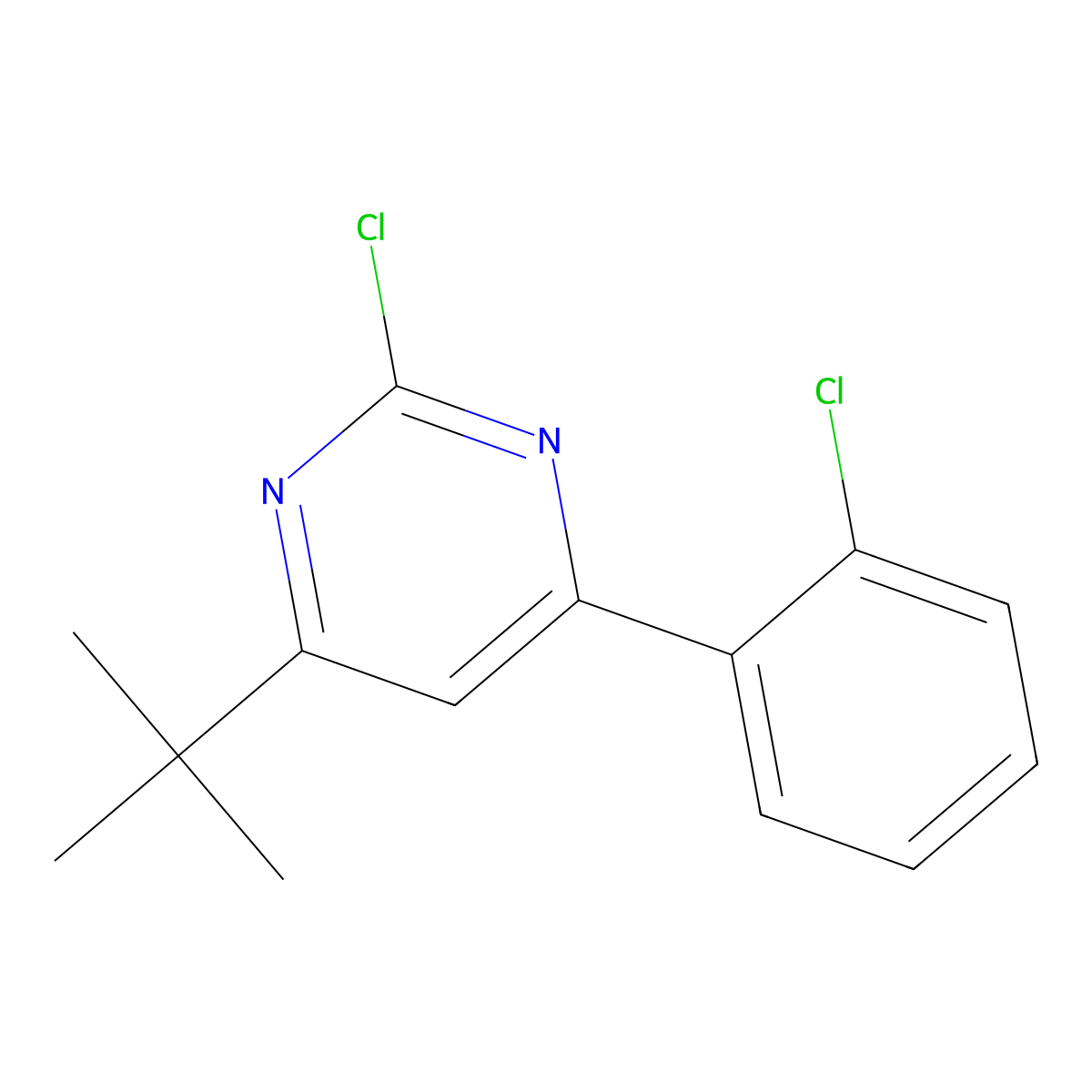 2-Chloro-4-(2-chlorophenyl)-6-(tert-butyl)pyrimidine molecular structure, CAS 1412956-94-5
