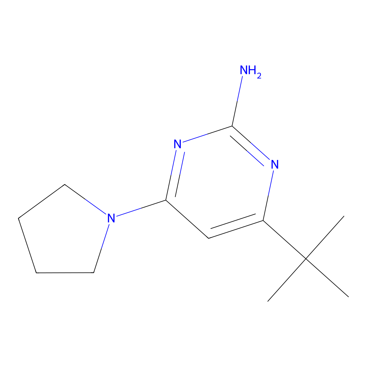 2-Amino-4-(pyrrolidin-1-yl)-6-(tert-butyl)pyrimidine molecular structure, CAS 1412956-95-6