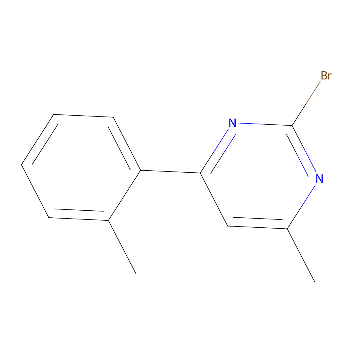 2-Bromo-4-methyl-6-(2-tolyl)pyrimidine molecular structure, CAS 1412956-99-0