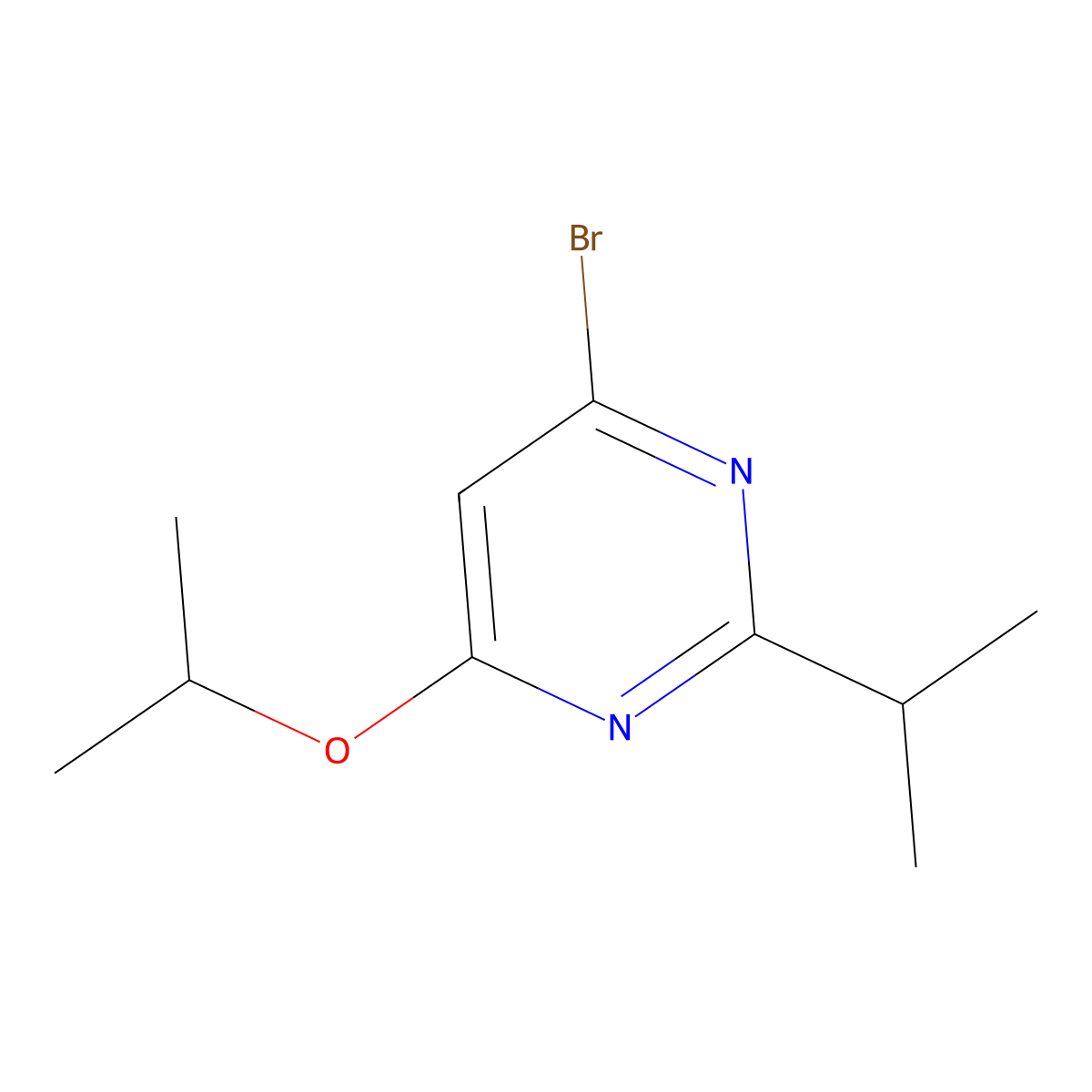 4-Bromo-2-(iso-propyl)-6-(iso-propoxy)pyrimidine molecular structure, CAS 1412957-00-6