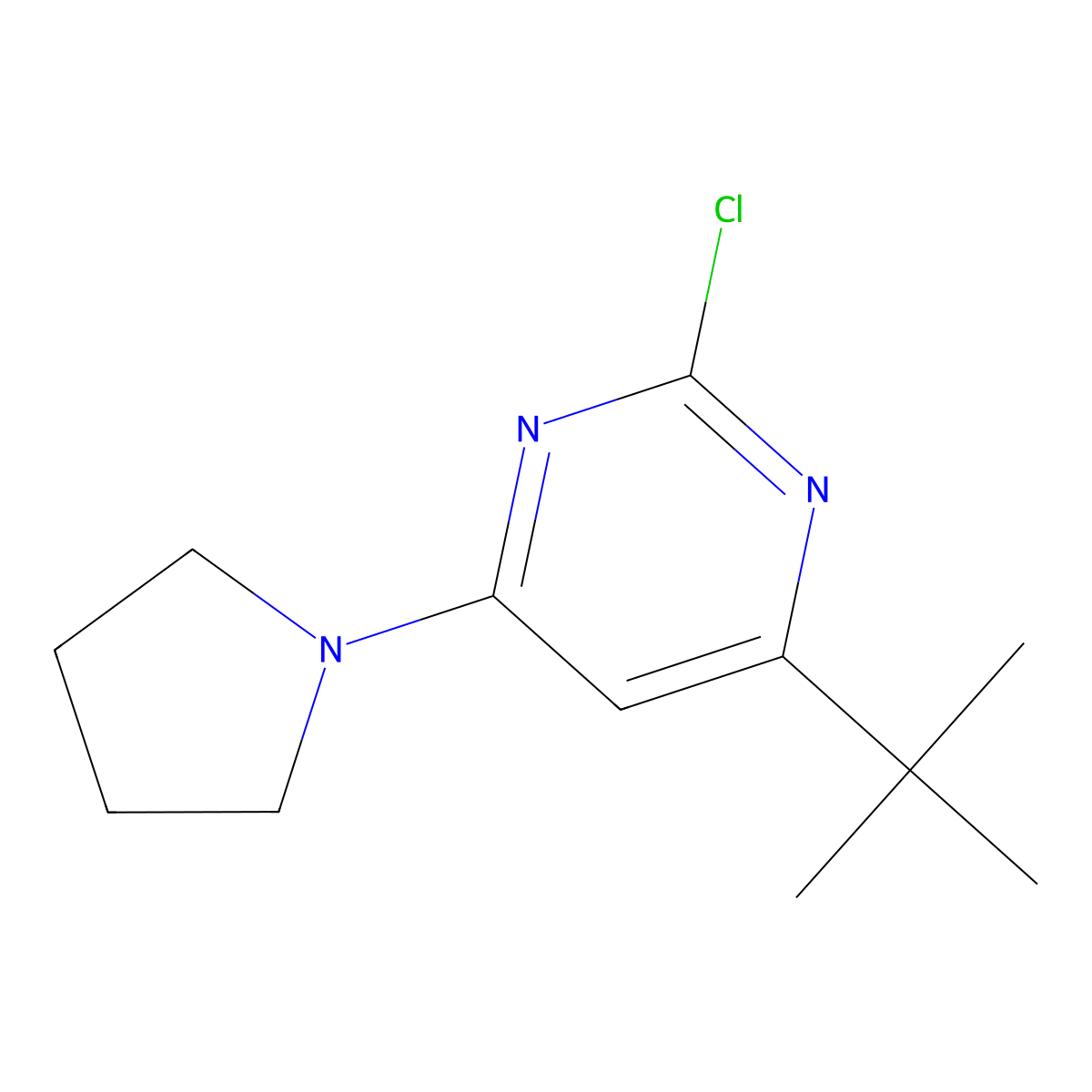 2-Chloro-4-(pyrrolidin-1-yl)-6-(tert-butyl)pyrimidine molecular structure, CAS 1412957-02-8